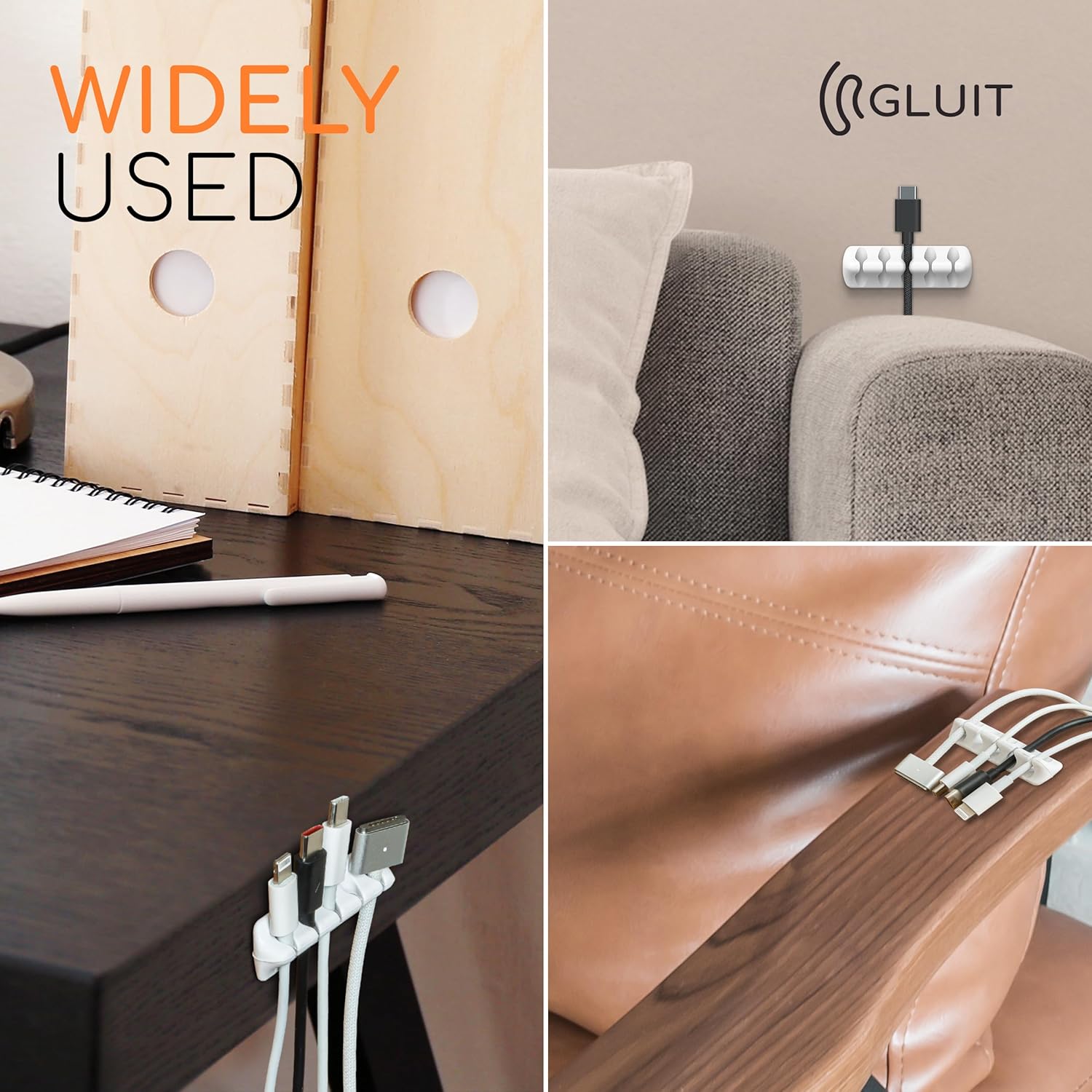 Cord Organizer for Desk Cable Holder for Nightstand Charger Organizer Adhesive Desktop Versatile Wire Multislot Clips and Table Management Accessories Office Spaces New White 5 Pack, 15 Slots - Image 6