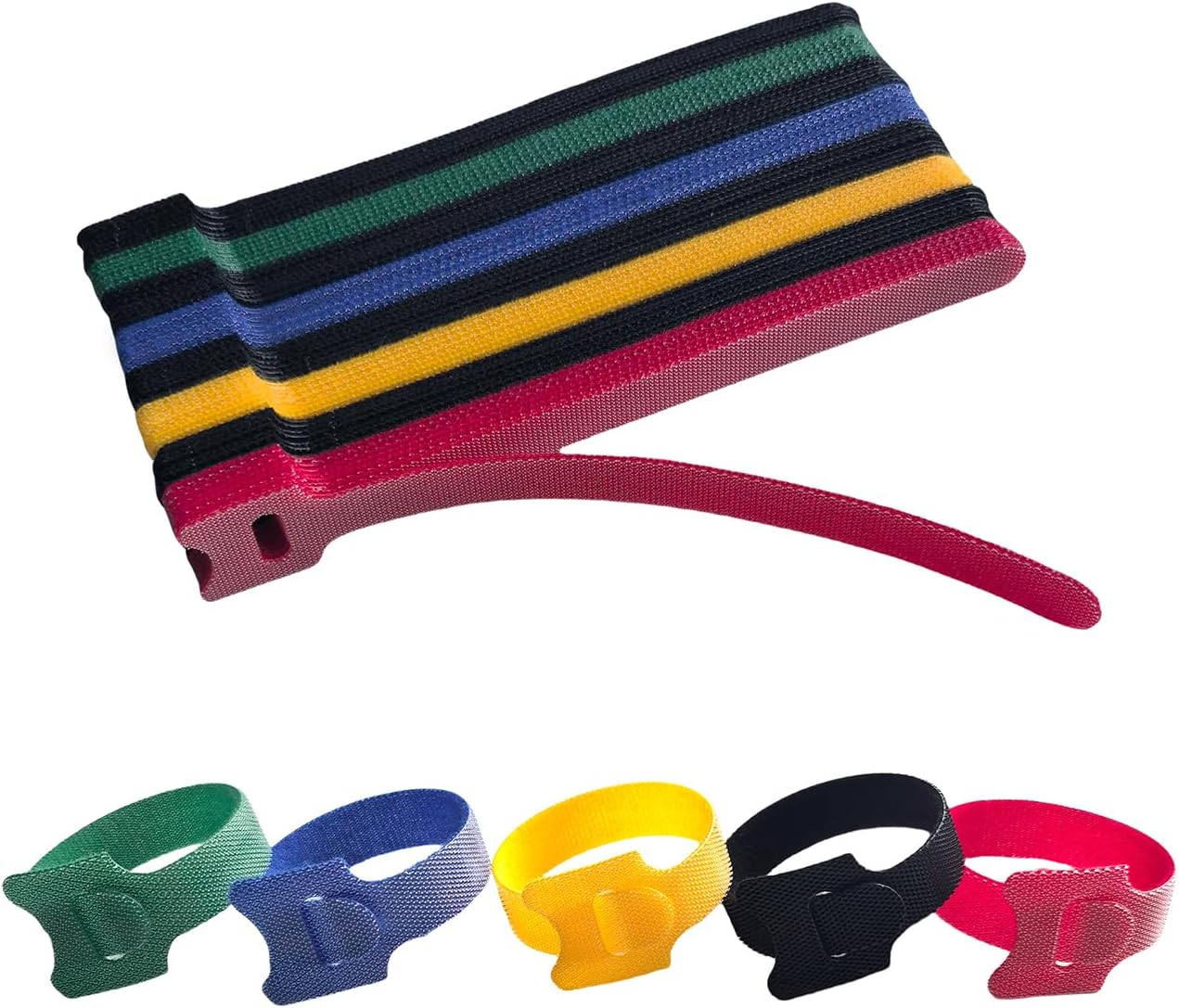 6 Inches Multi-Colour Reusable Cable Ties Cord Straps Multi-Purpose Wire Ties Cord Wrap Hook and Loop Organizer Cable Management,Adjustable Cord Ties for Organizing Home,Office,Data Centers,80 PCS - Image 1