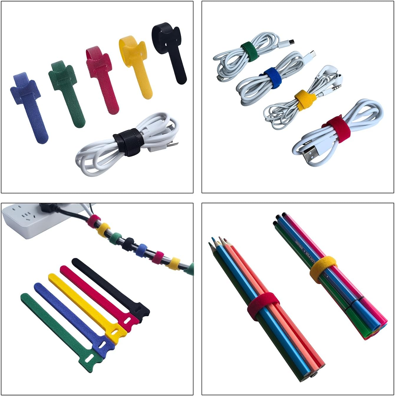 6 Inches Multi-Colour Reusable Cable Ties Cord Straps Multi-Purpose Wire Ties Cord Wrap Hook and Loop Organizer Cable Management,Adjustable Cord Ties for Organizing Home,Office,Data Centers,80 PCS - Image 3