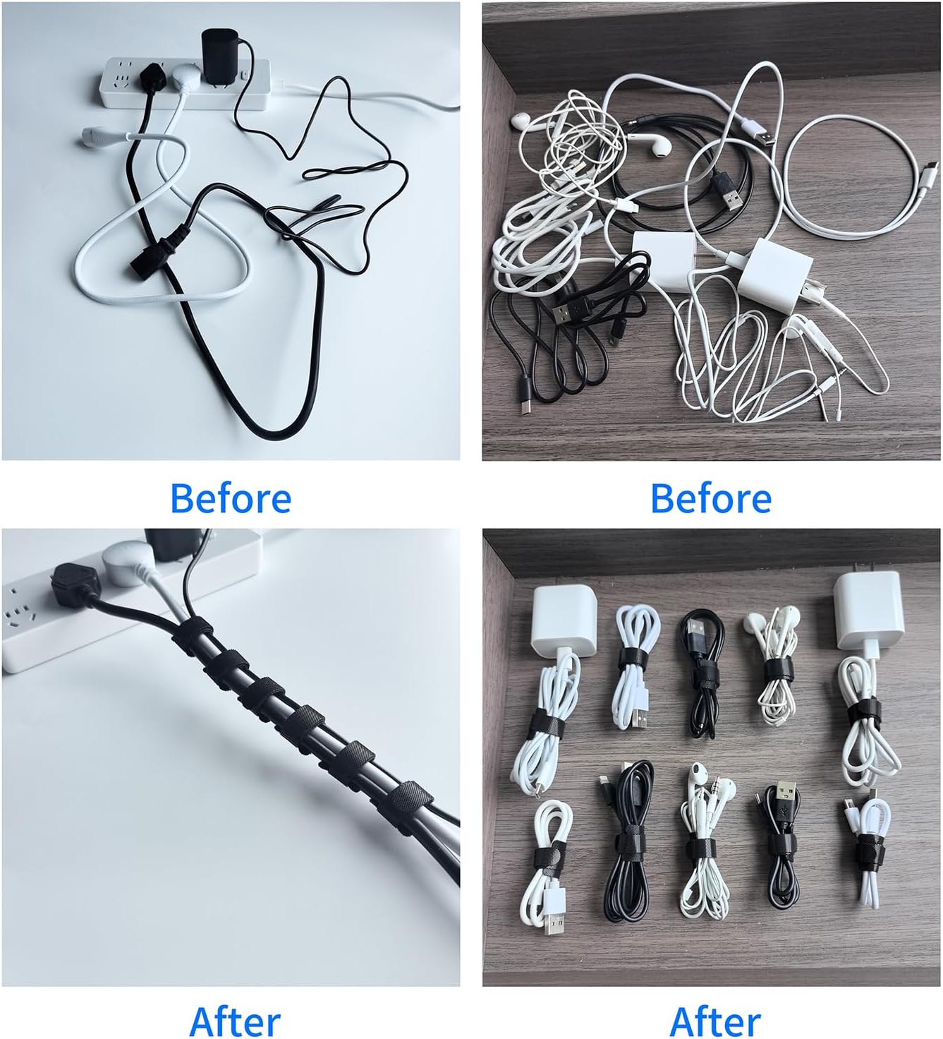 6 Inches Multi-Colour Reusable Cable Ties Cord Straps Multi-Purpose Wire Ties Cord Wrap Hook and Loop Organizer Cable Management,Adjustable Cord Ties for Organizing Home,Office,Data Centers,80 PCS - Image 4