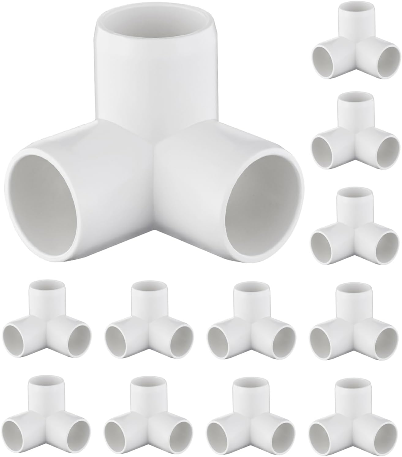 12-Pack 3 Way PVC Fittings 3/4 Inch, Furniture Grade PVC Pipe Connector Elbow for All DIY Structure and Frames, SCH40 Pipe Tee Corner Fitting - Image 1