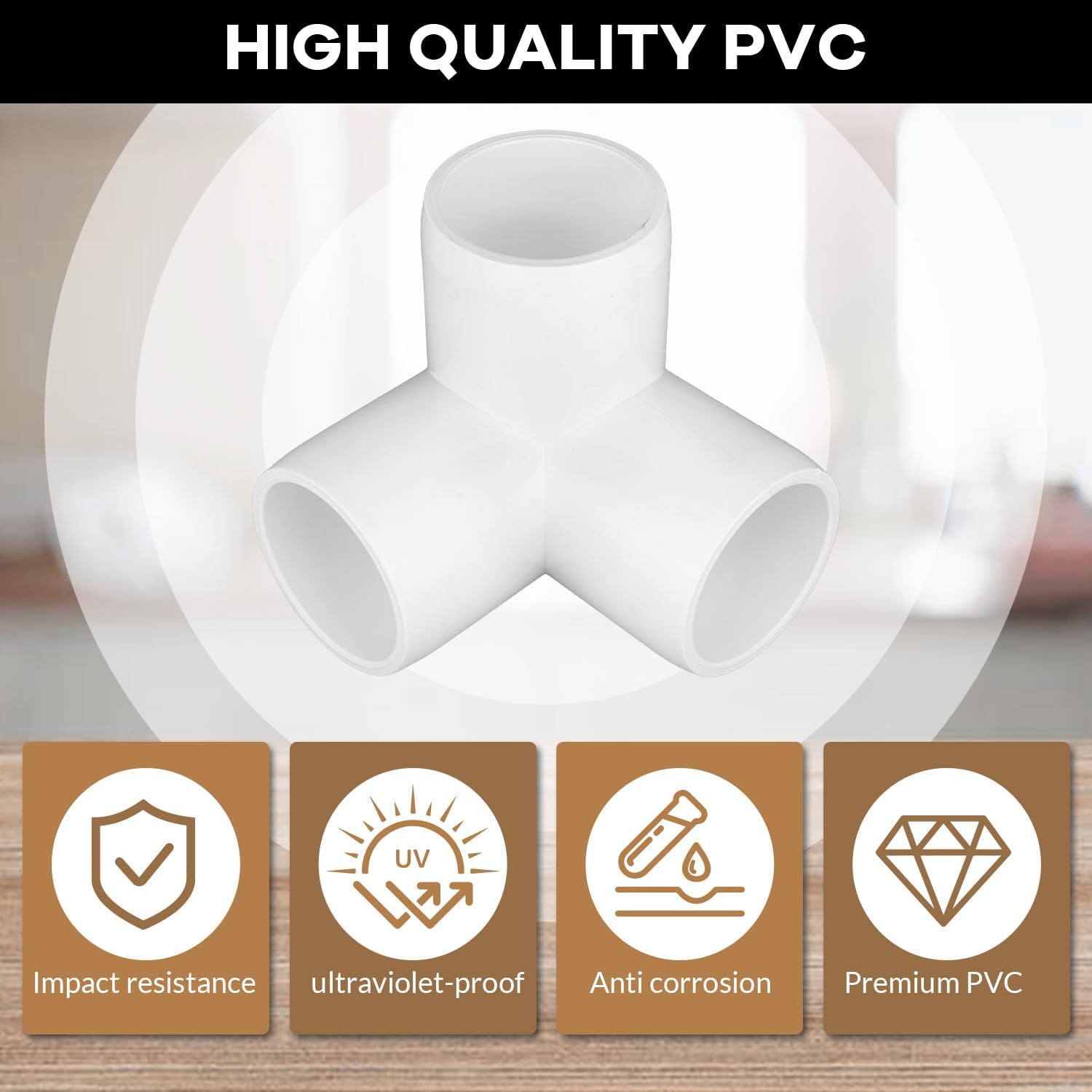 12-Pack 3 Way PVC Fittings 3/4 Inch, Furniture Grade PVC Pipe Connector Elbow for All DIY Structure and Frames, SCH40 Pipe Tee Corner Fitting - Image 3
