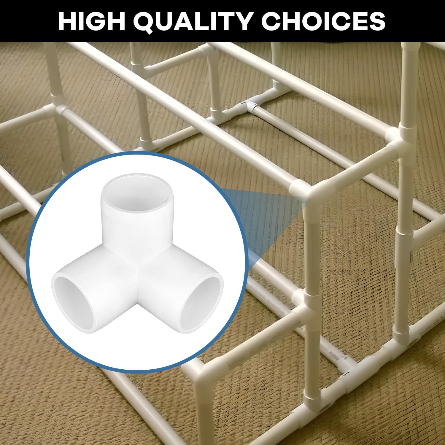 12-Pack 3 Way PVC Fittings 3/4 Inch, Furniture Grade PVC Pipe Connector Elbow for All DIY Structure and Frames, SCH40 Pipe Tee Corner Fitting - Image 7