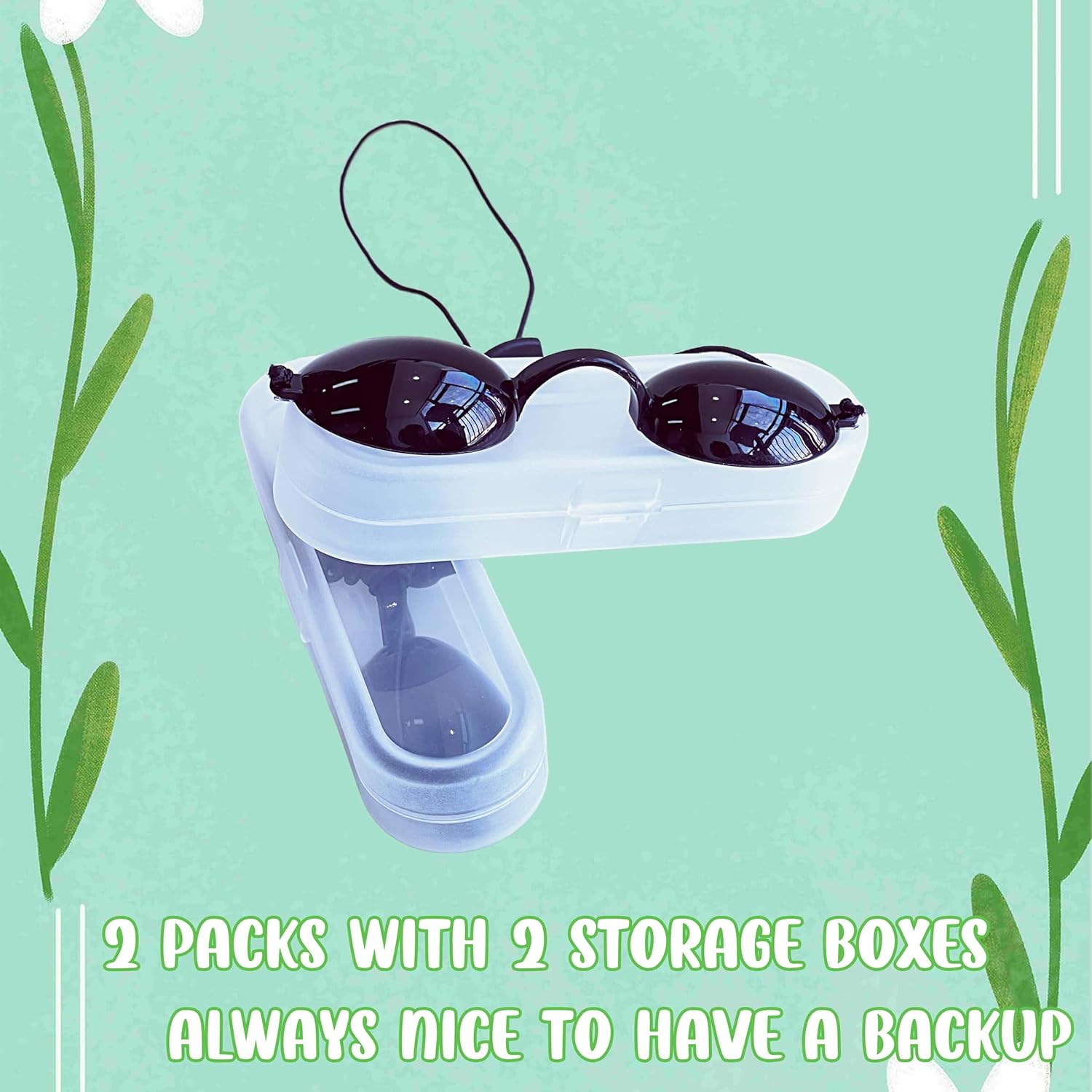See-Through Safety Goggles Pack of 2, Transparent Safety Glasses for Tanning Use, and Half-clear Eye Protection, 2 Separate Storage Cases Included - Image 5