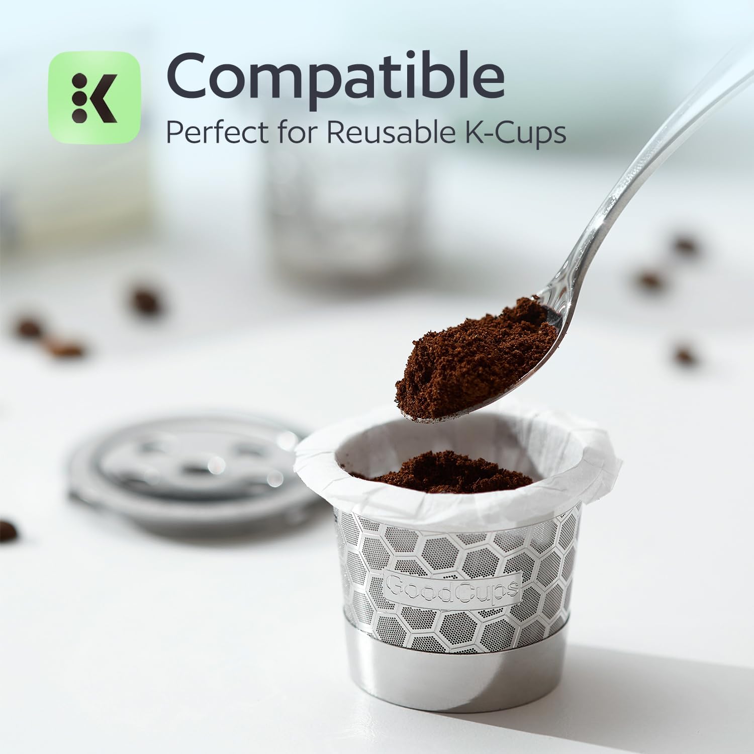 Disposable K Cup Filters, 100 Count Disposable Paper Filters for Keurig Reusable K Cups, White - Image 2
