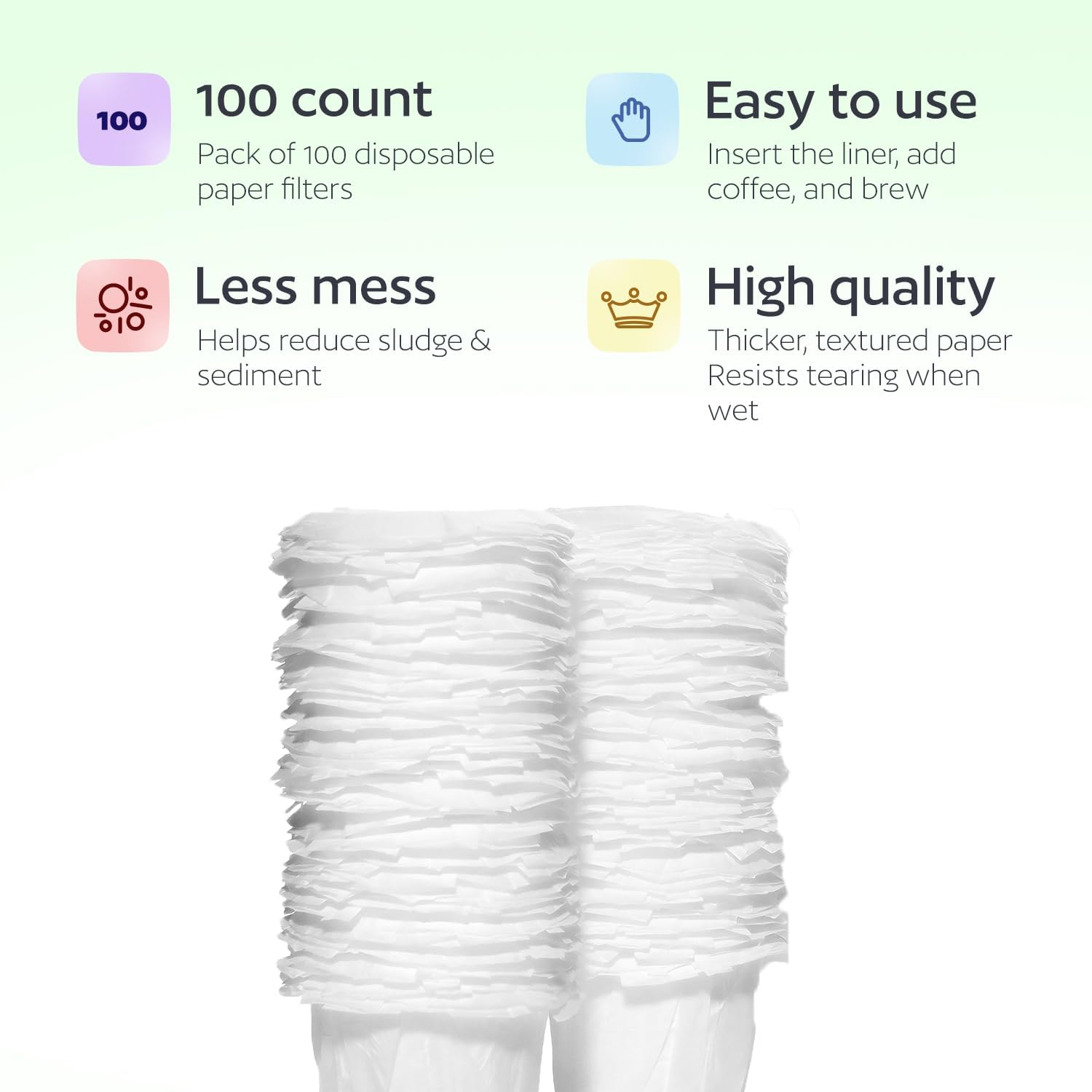 Disposable K Cup Filters, 100 Count Disposable Paper Filters for Keurig Reusable K Cups, White - Image 3