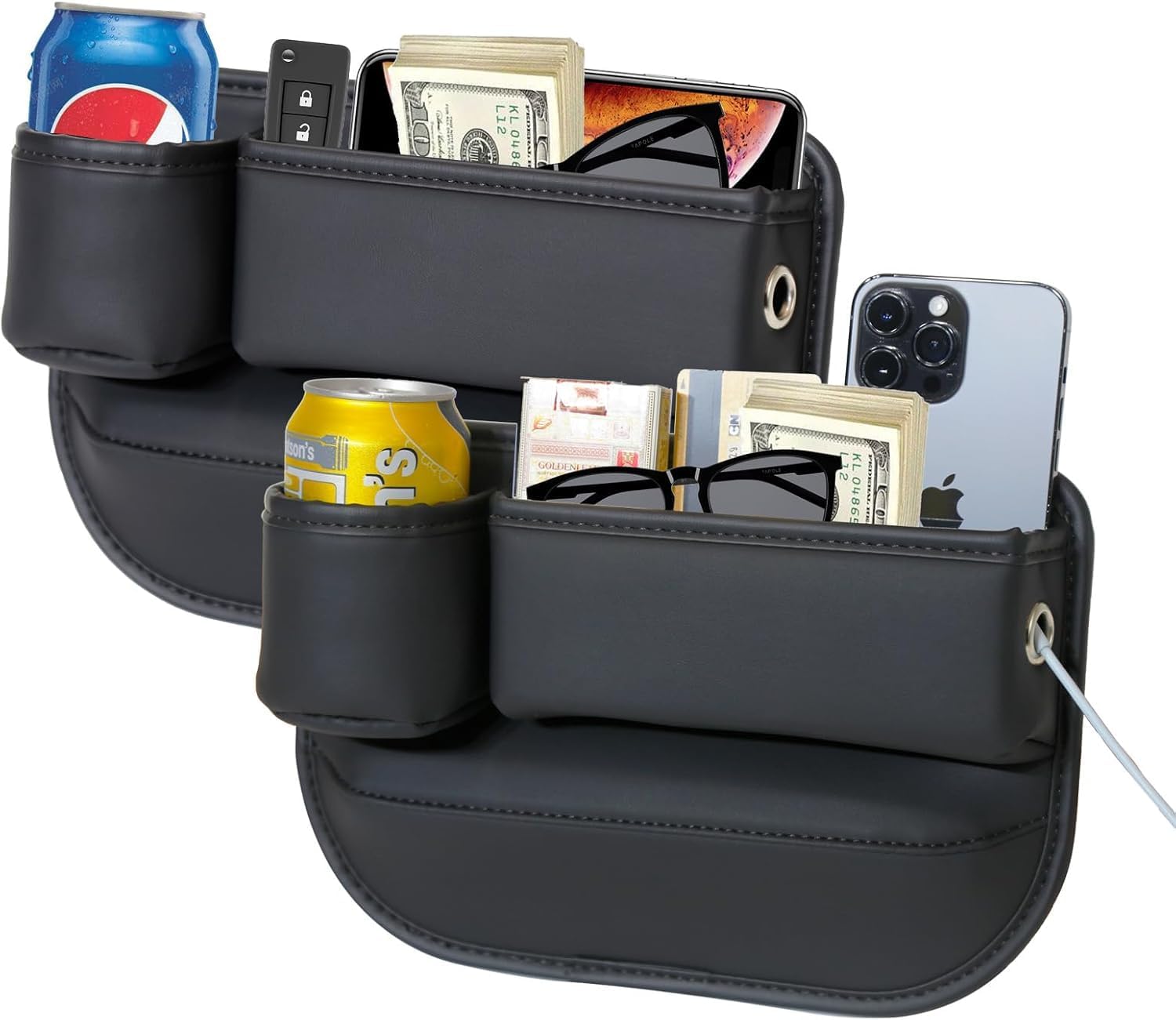 Anti-Drop Car Seat Gap Filler Organizer, Premium Leather Console Organizer, Easy Access to Phone/Keys, Universal Fit for Car SUV Truck Multi-Purpose Essentials Organizer(2PC) - Image 1