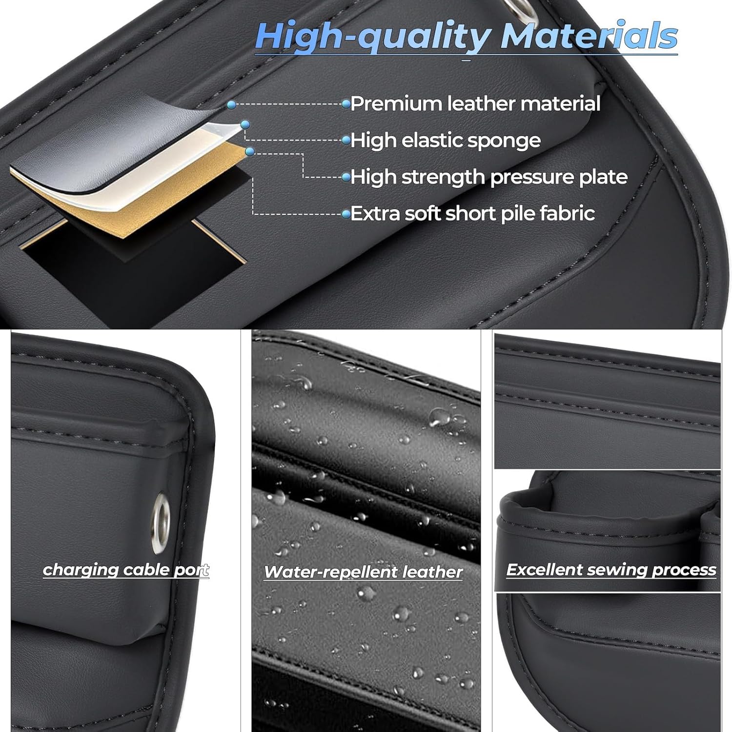 Anti-Drop Car Seat Gap Filler Organizer, Premium Leather Console Organizer, Easy Access to Phone/Keys, Universal Fit for Car SUV Truck Multi-Purpose Essentials Organizer(2PC) - Image 3