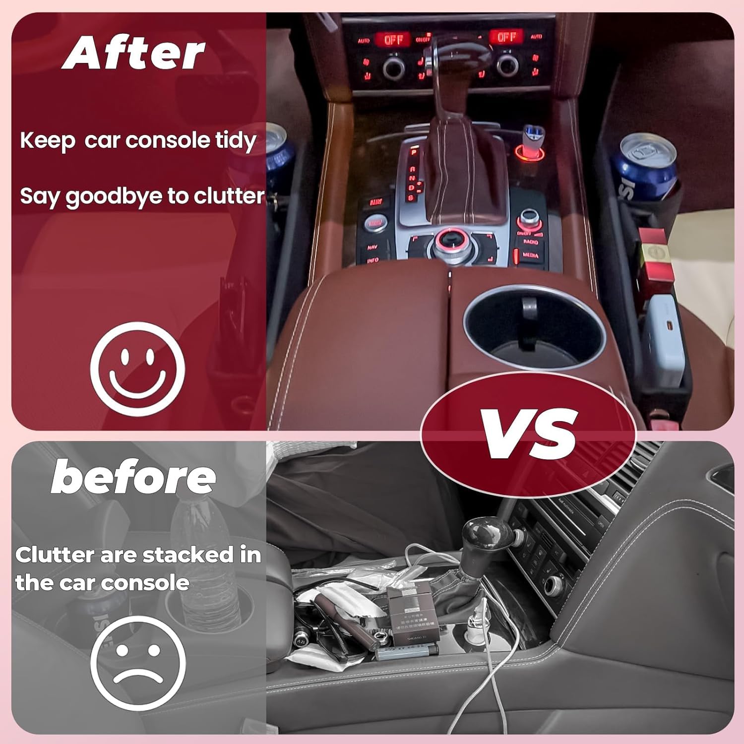 Anti-Drop Car Seat Gap Filler Organizer, Premium Leather Console Organizer, Easy Access to Phone/Keys, Universal Fit for Car SUV Truck Multi-Purpose Essentials Organizer(2PC) - Image 7