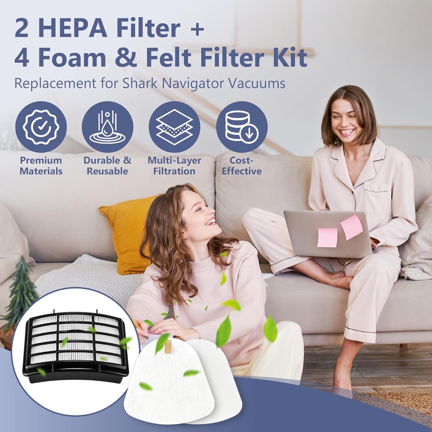 2 HEPA + 4 Foam & Felt Filters Compatible with Shark Navigator Lift-Away Deluex NV350, NV351, NV352, NV355, NV356E, NV357, NV360, NV370, NV391, UV440, UV490, UV540, Part # XFF350 & XHF350 - Image 2