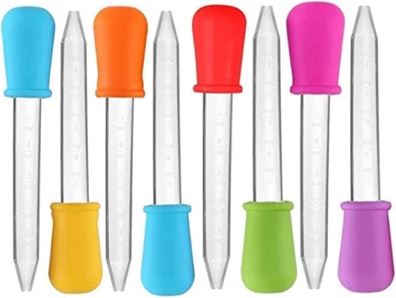 5ml Liquid Droppers Clear Medicine Silicone and Plastic Pipettes Eye Dropper with Bulb Tip for Kids Candy Molds (8 Pack) - Image 1