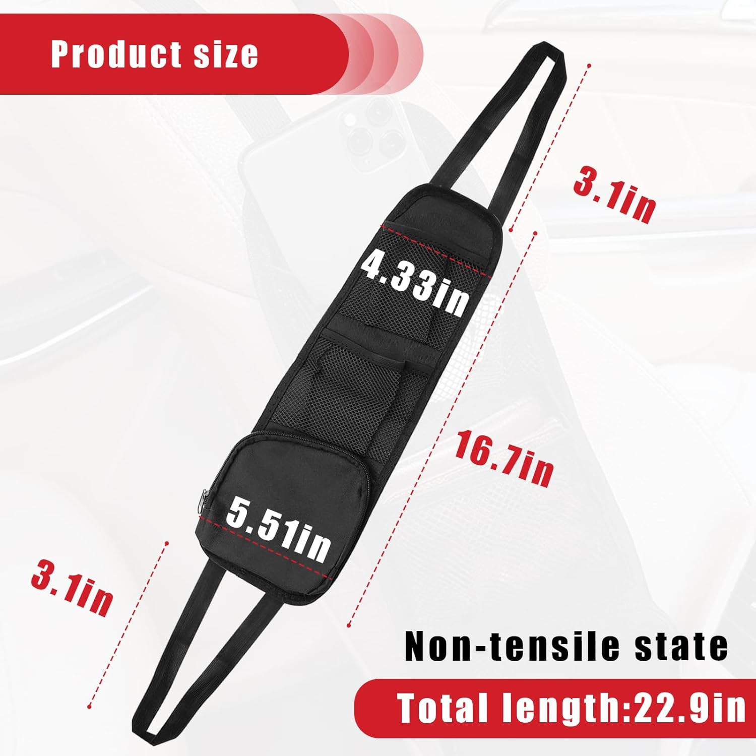 2PCS Car Seat Storage Hanging Bag, Multi-Pocket Seat Side Organizer, Multifunctional Mesh Net Pocket, Can Hold Mobile Phone, Wallet, Glasses, Suitable for Cars, SUVs, Trucks - Image 2