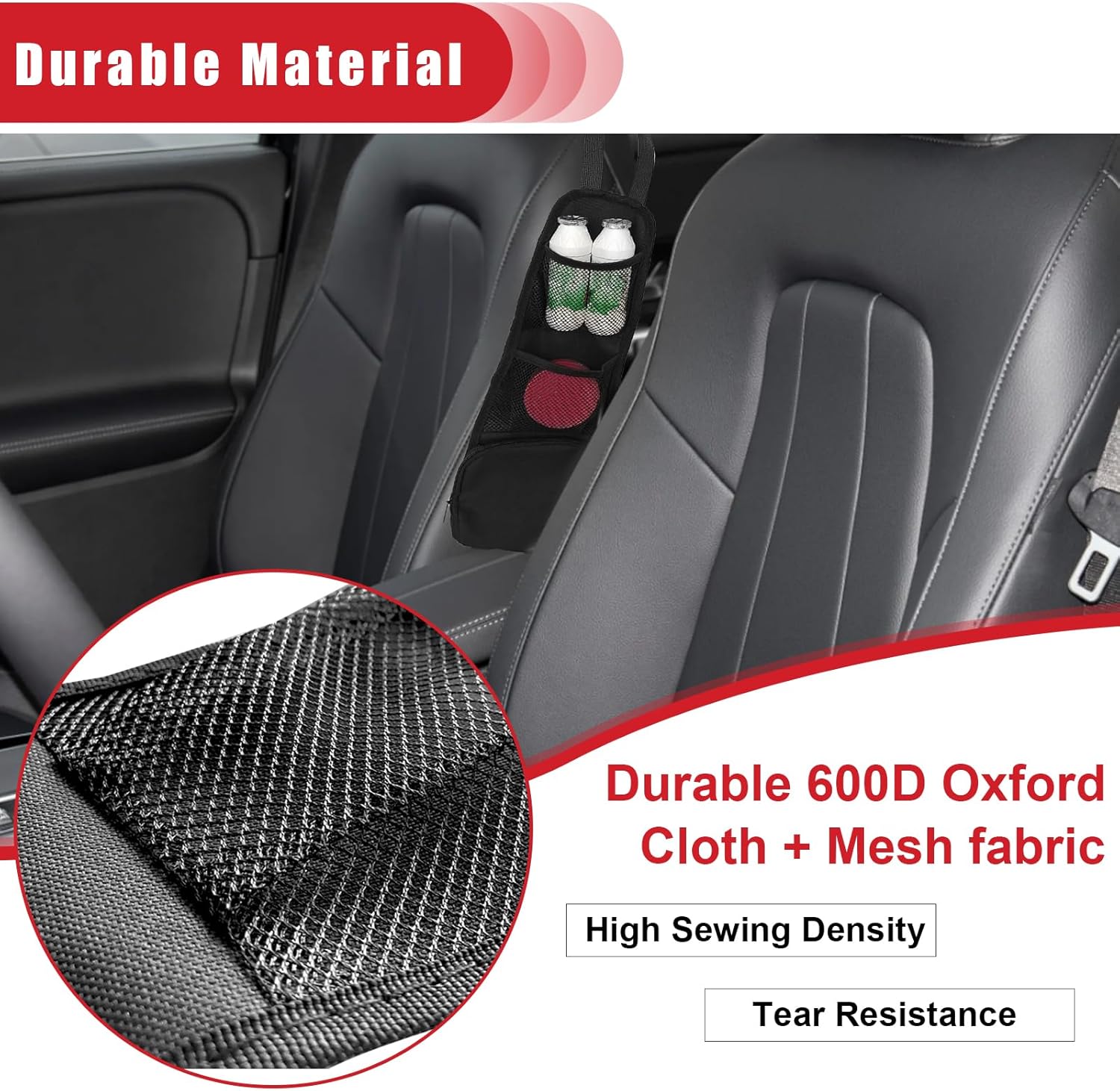 2PCS Car Seat Storage Hanging Bag, Multi-Pocket Seat Side Organizer, Multifunctional Mesh Net Pocket, Can Hold Mobile Phone, Wallet, Glasses, Suitable for Cars, SUVs, Trucks - Image 6