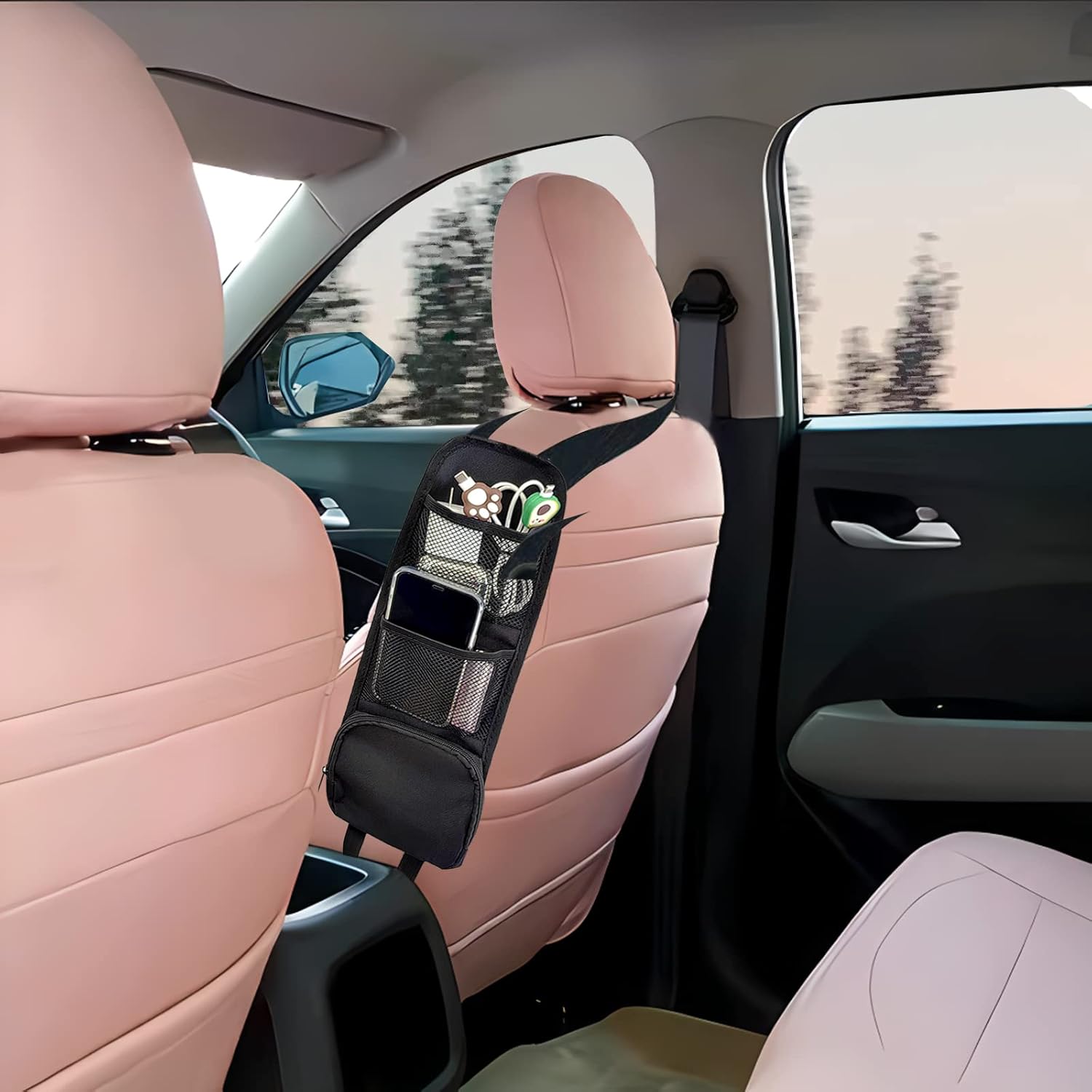 2PCS Car Seat Storage Hanging Bag, Multi-Pocket Seat Side Organizer, Multifunctional Mesh Net Pocket, Can Hold Mobile Phone, Wallet, Glasses, Suitable for Cars, SUVs, Trucks - Image 7