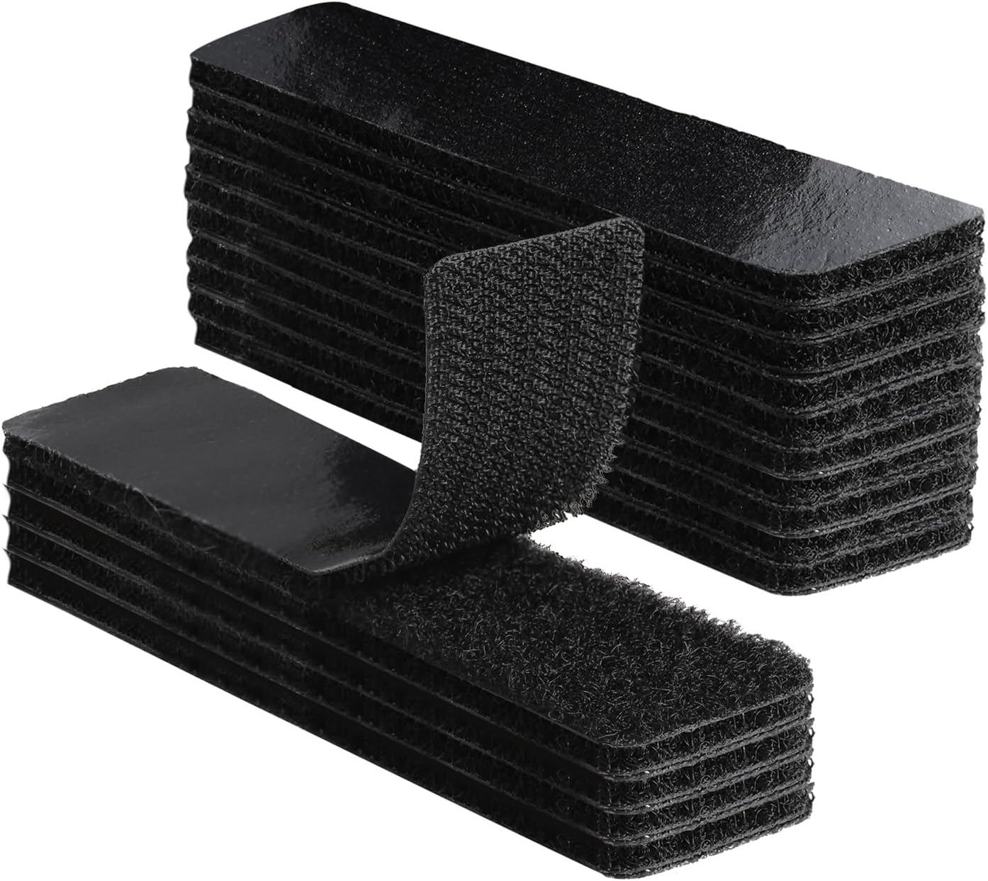 20 Sets 1x4 Inch Hook and Loop Fastener Strips with Adhesive Heavy Duty Double Sided Sticky Picture Hanging Wall Mounting Tape for Home and Office Use, Black - Image 1