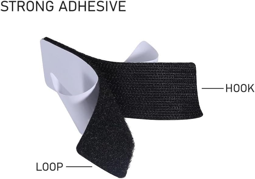 20 Sets 1x4 Inch Hook and Loop Fastener Strips with Adhesive Heavy Duty Double Sided Sticky Picture Hanging Wall Mounting Tape for Home and Office Use, Black - Image 3