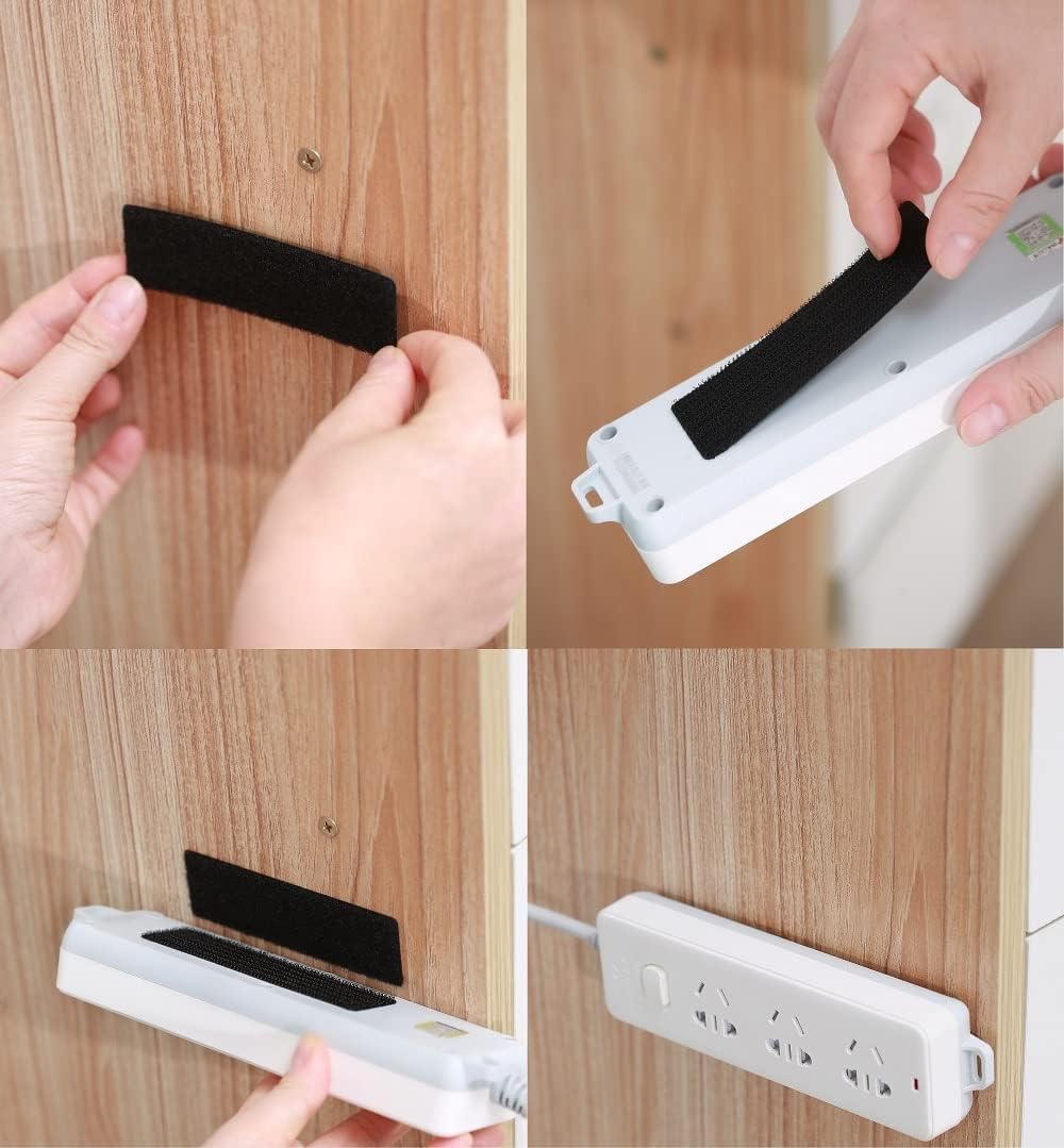 20 Sets 1x4 Inch Hook and Loop Fastener Strips with Adhesive Heavy Duty Double Sided Sticky Picture Hanging Wall Mounting Tape for Home and Office Use, Black - Image 7