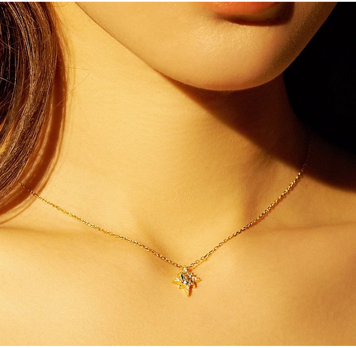 S925 Sterling Silver Mini Pendant Necklace - 18K Gold Plated Sky Blue Zircon Charm Chain for Women - Delicate Fine Jewelry for Daily Wear - Gold 45cm - Image 2