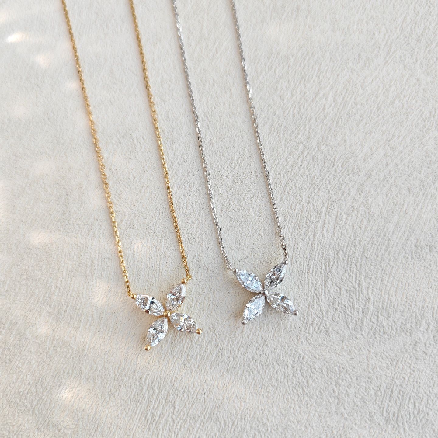 S925 Sterling Silver 4-Leaf Clover Zircon Pendant Necklace 2-Pack - 18K Gold + White Gold Plated Lucky Charm Chain for Women - Delicate Daily Wear Jewelry - Image 1