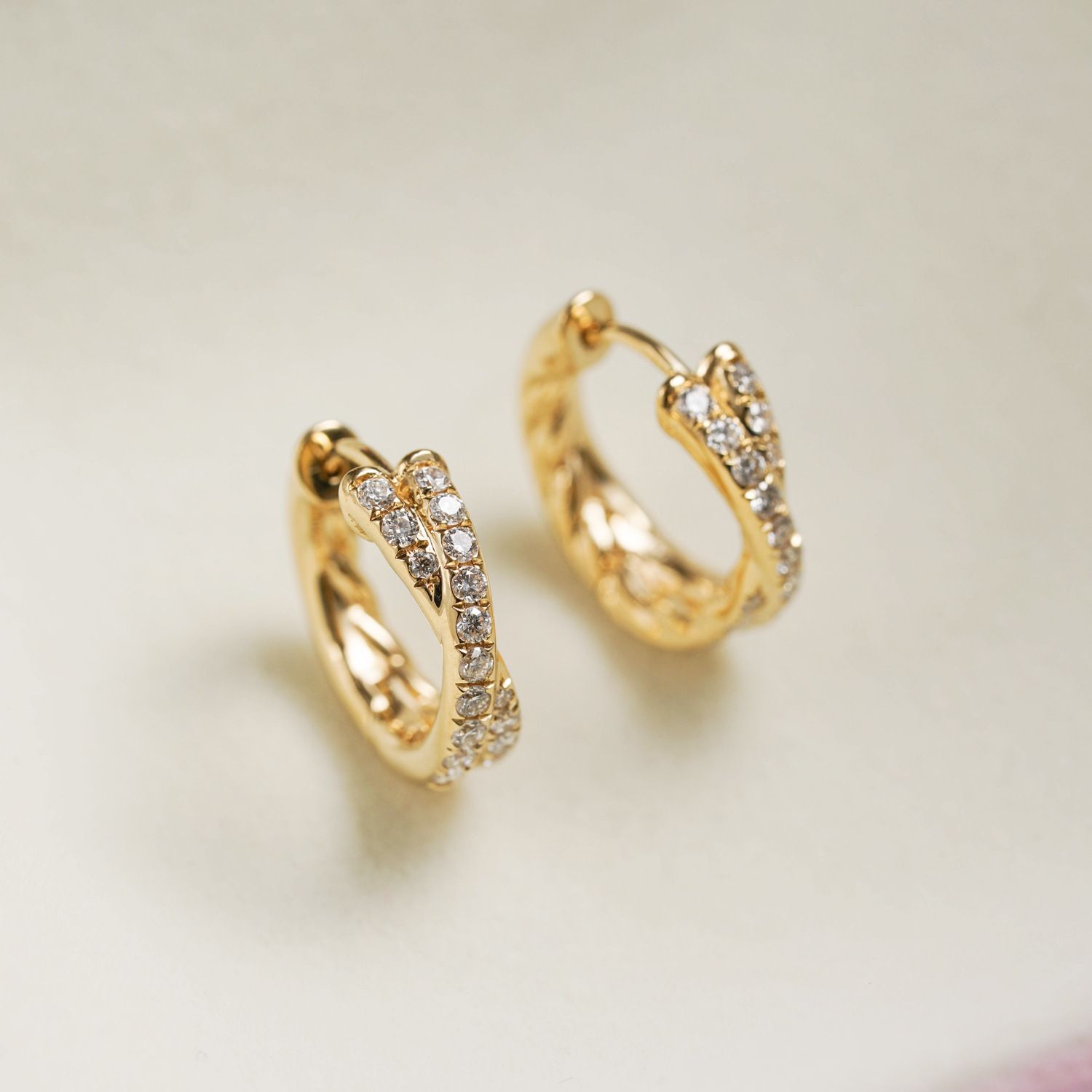 S925 Sterling Silver Cross Double Row CZ Ear Cuff - 18K Gold Plated Solid Twisted Hoop Earrings for Women - Delicate Fine Jewelry for Daily Wear - Gold Small - Image 1