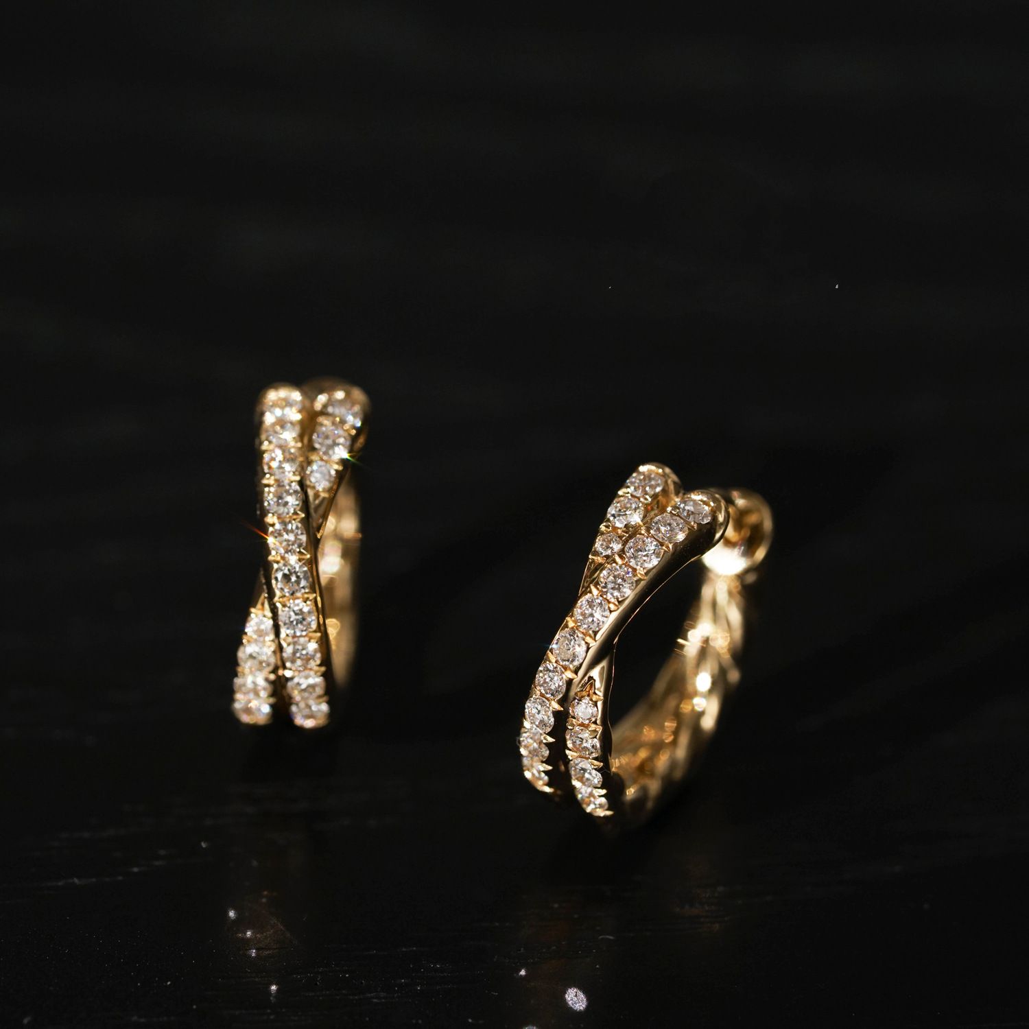 S925 Sterling Silver Cross Double Row CZ Ear Cuff - 18K Gold Plated Solid Twisted Hoop Earrings for Women - Delicate Fine Jewelry for Daily Wear - Gold Small - Image 2