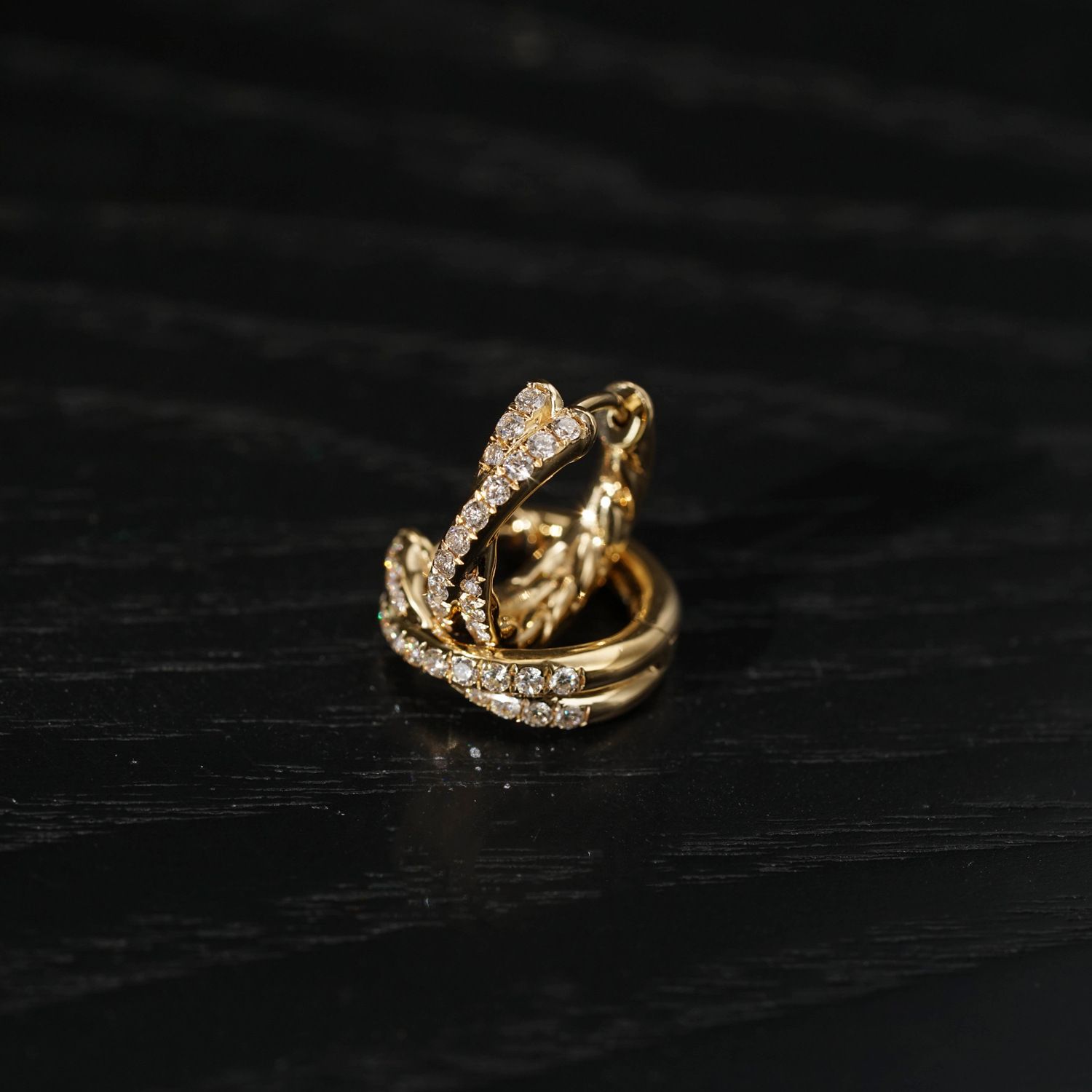 S925 Sterling Silver Cross Double Row CZ Ear Cuff - 18K Gold Plated Solid Twisted Hoop Earrings for Women - Delicate Fine Jewelry for Daily Wear - Gold Small - Image 3