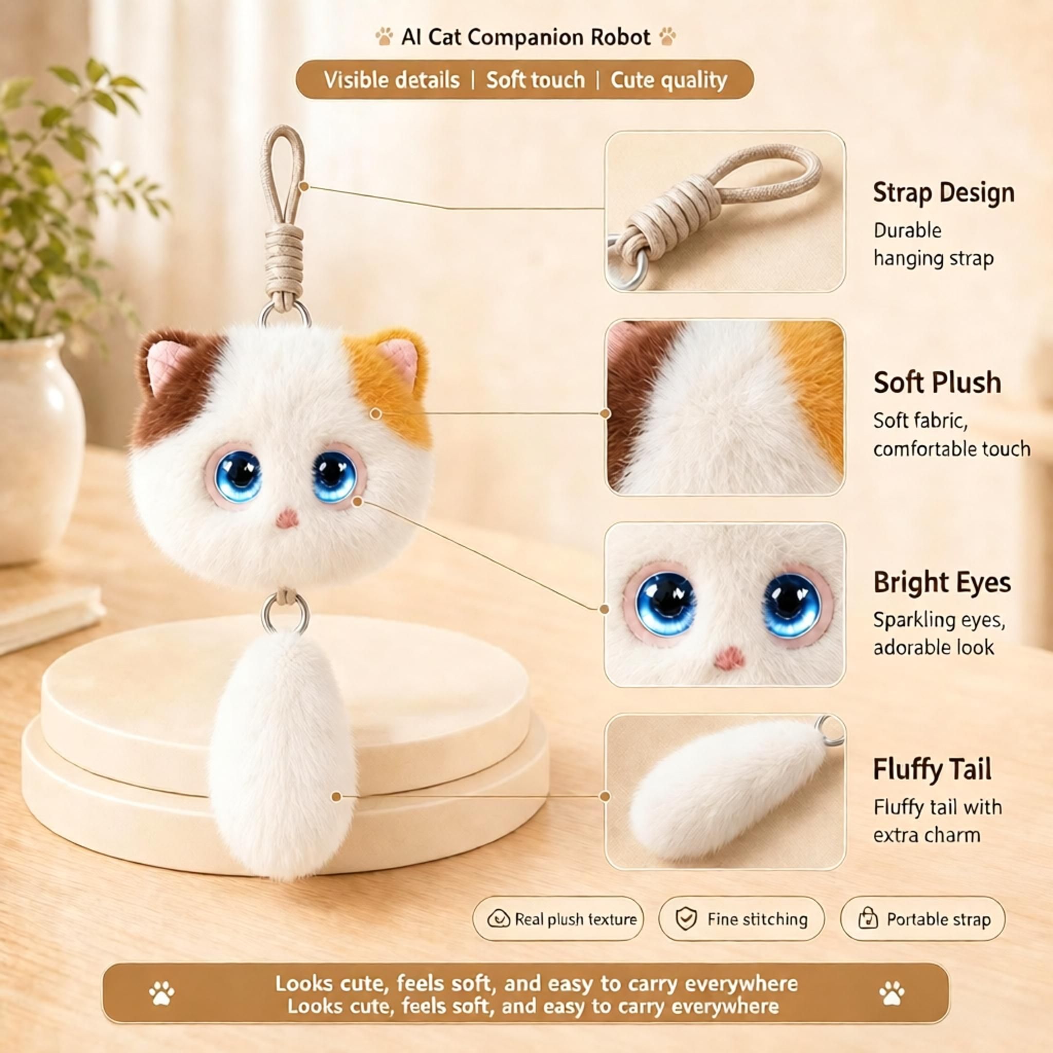 AI Cat Companion Robot - Interactive Emotional Support Pet with 40+ Languages Voice Cloning Long-term Memory - Touch Sensitive Smart Toy for Kids Adults - Black Cat - Image 5