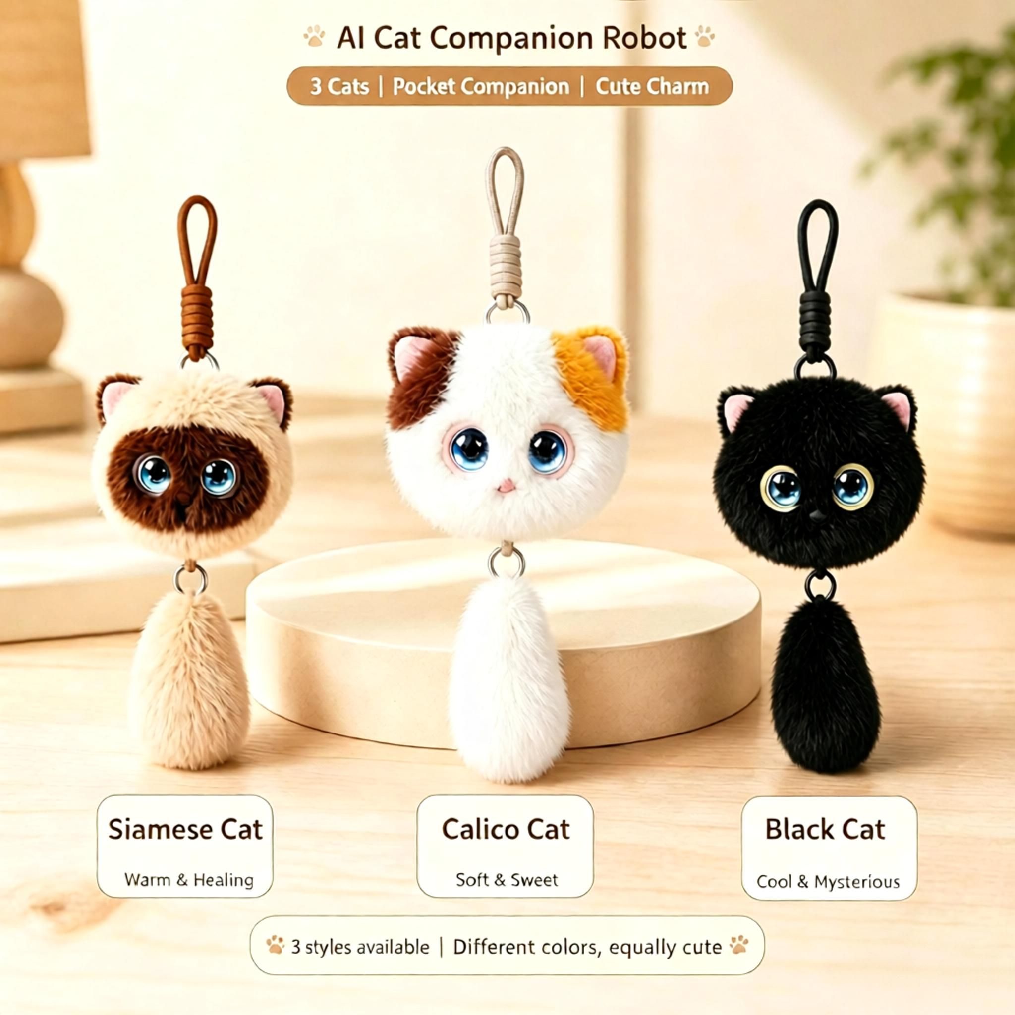 AI Cat Companion Robot - Interactive Emotional Support Pet with 40+ Languages Voice Cloning Long-term Memory - Touch Sensitive Smart Toy for Kids Adults - Calico Cat - Image 4