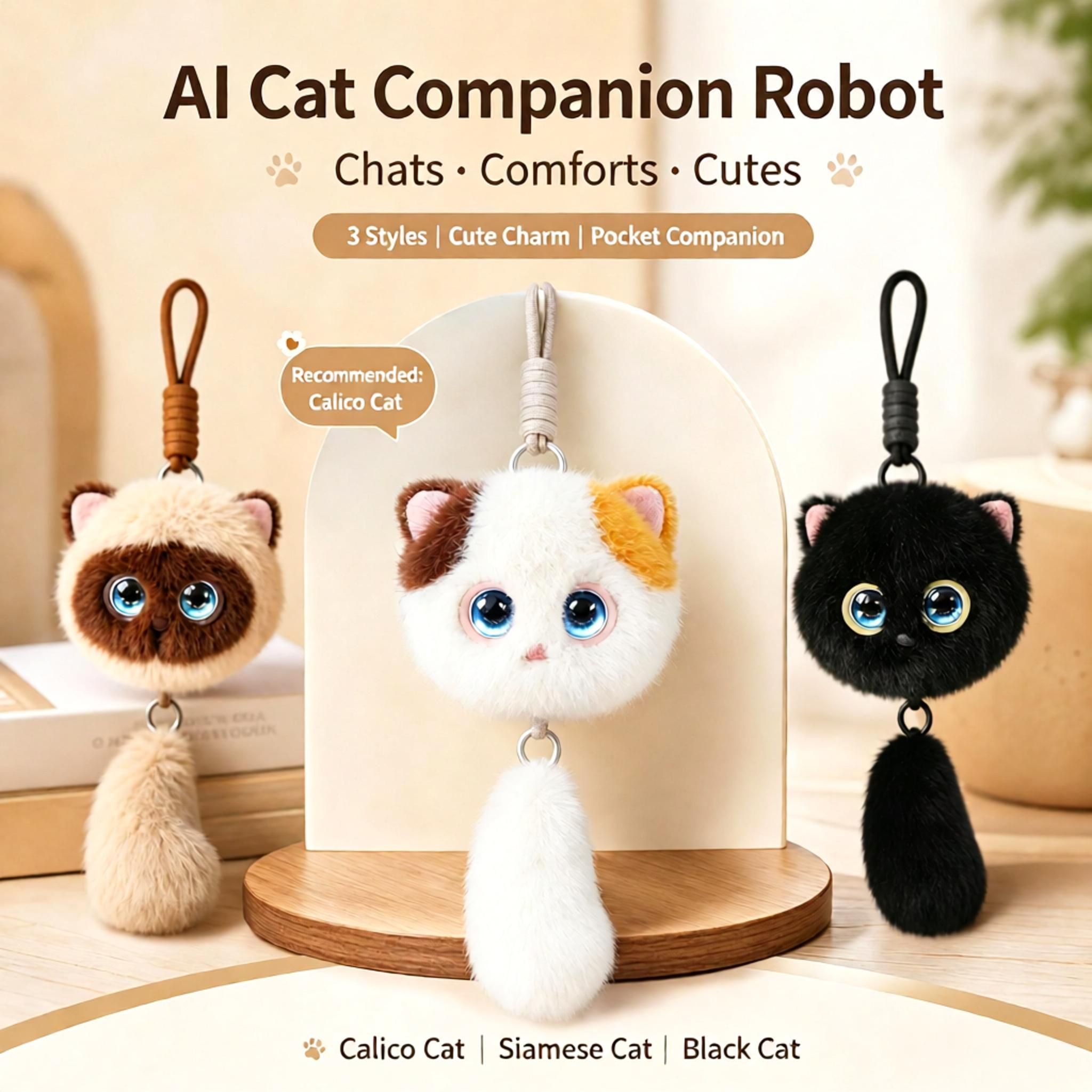AI Cat Companion Robot - Interactive Emotional Support Pet with 40+ Languages Voice Cloning Long-term Memory - Touch Sensitive Smart Toy for Kids Adults - Siamese Cat - Image 3