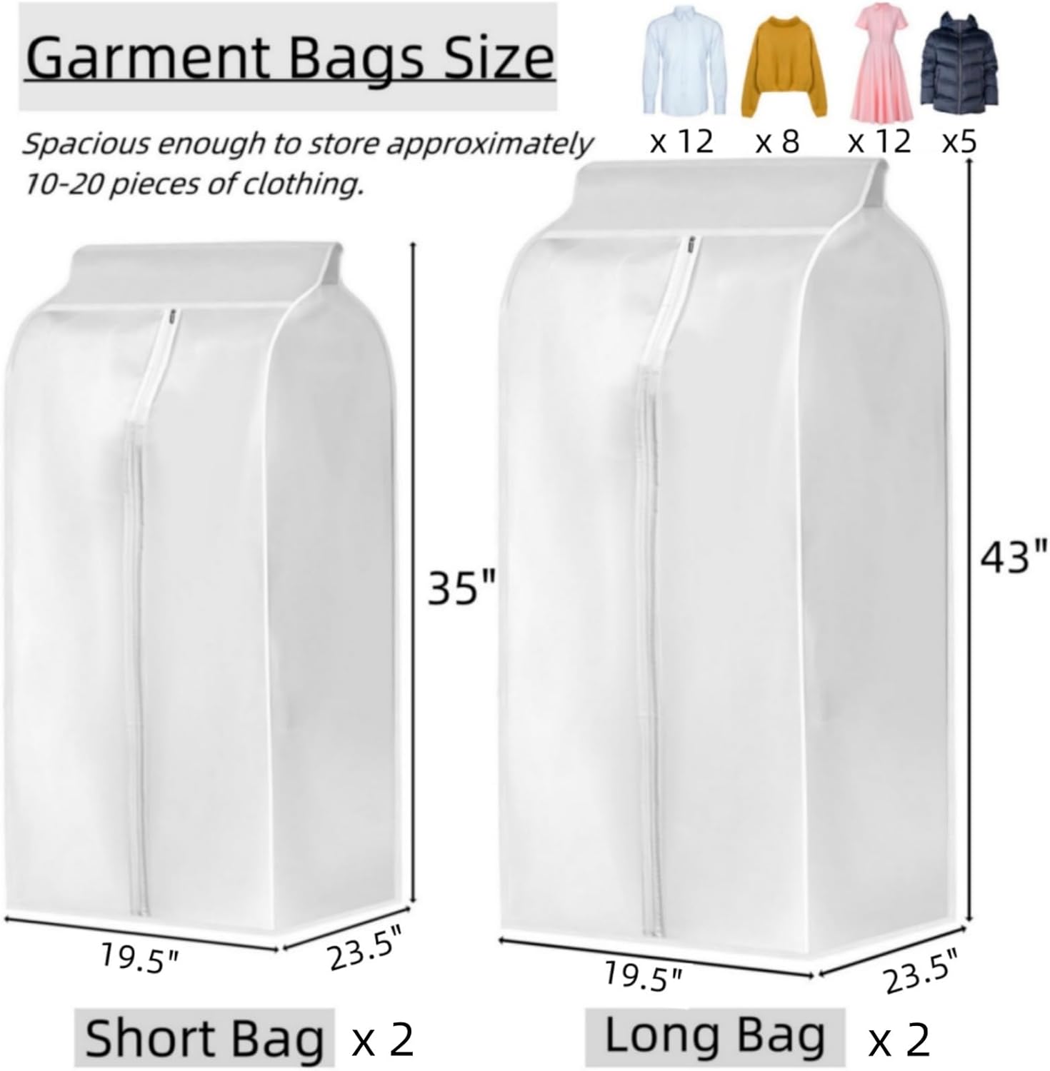 4 Pack Hanging Garment Bags, 43