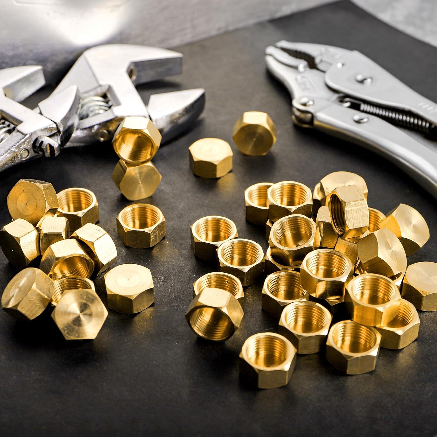 100 Pack Brass Compression Cap, Stop Value Caps, Drain Pipe Fittings for Hose Connector Nozzle Joints Outdoor Garden Water Air Line - Image 5