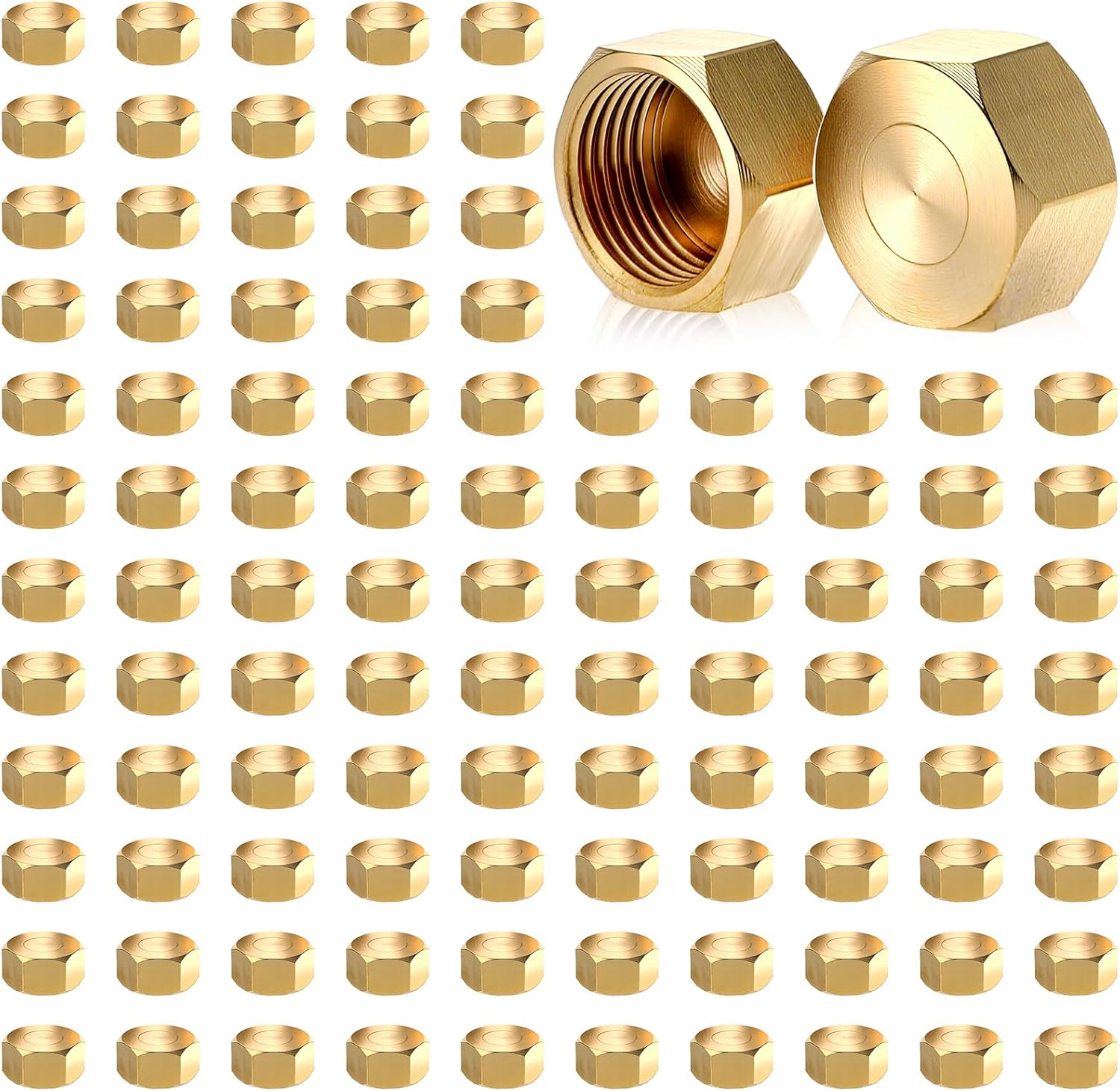 100 Pack Brass Compression Cap, Stop Value Caps, Drain Pipe Fittings for Hose Connector Nozzle Joints Outdoor Garden Water Air Line - Image 8
