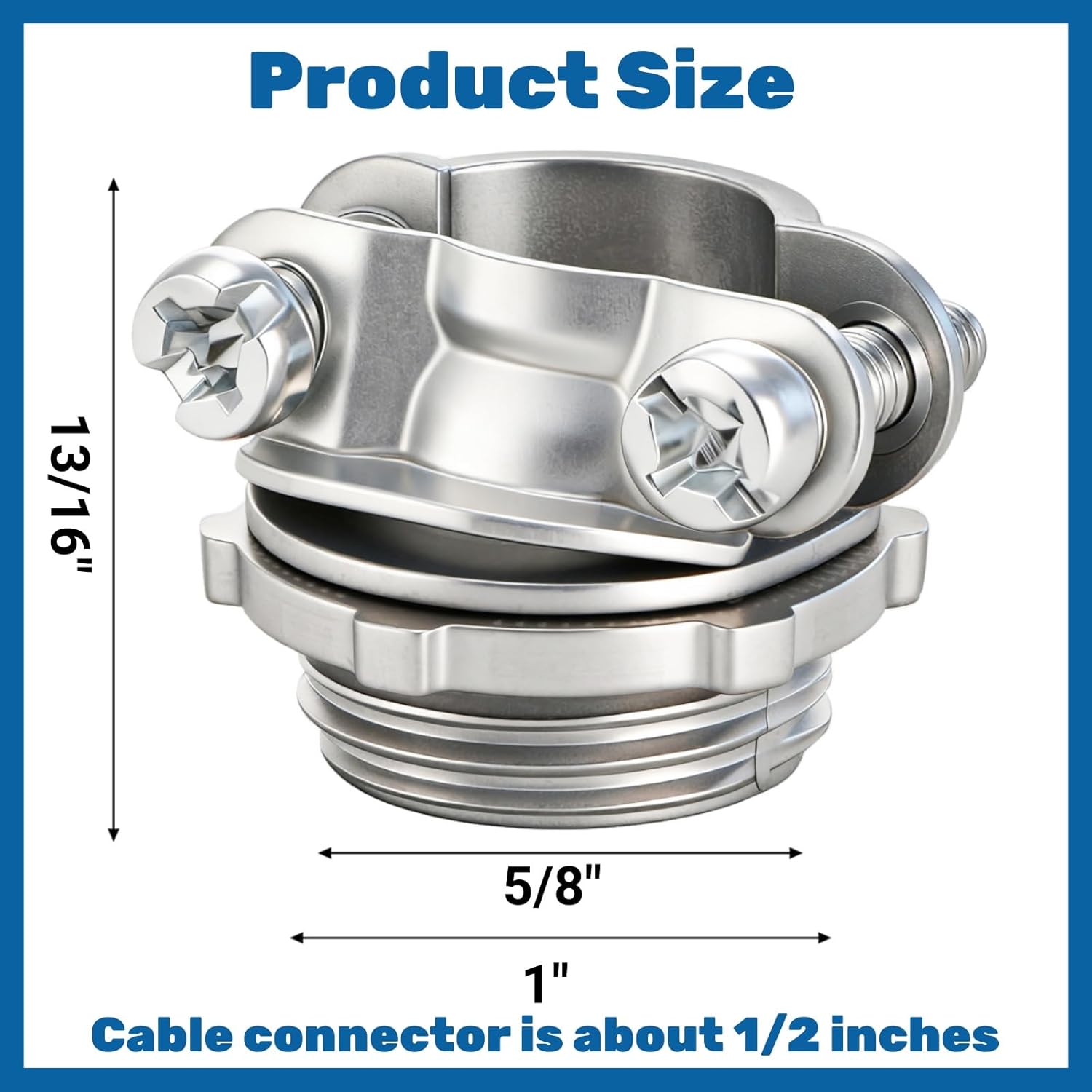 50 Pack 1/2 Inch Clamp Type Cable Connectors, Zinc Alloy and Steel Electrical Conduit Fittings for NM Cable, Rust Resistant Non-Metallic Wire Clamps to Protect Cables, Silver - Image 2