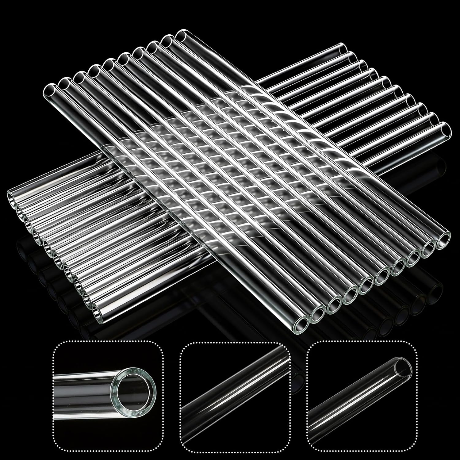 20 Pieces 12 In Glass Blowing Tubes, 12mm OD 8mm ID 2mm Thick Wall Borosilicate Pipe, Clear glass Bubble Tubing with 4 Cleaning Brush for Laboratory Experiment Art DIY - Image 2
