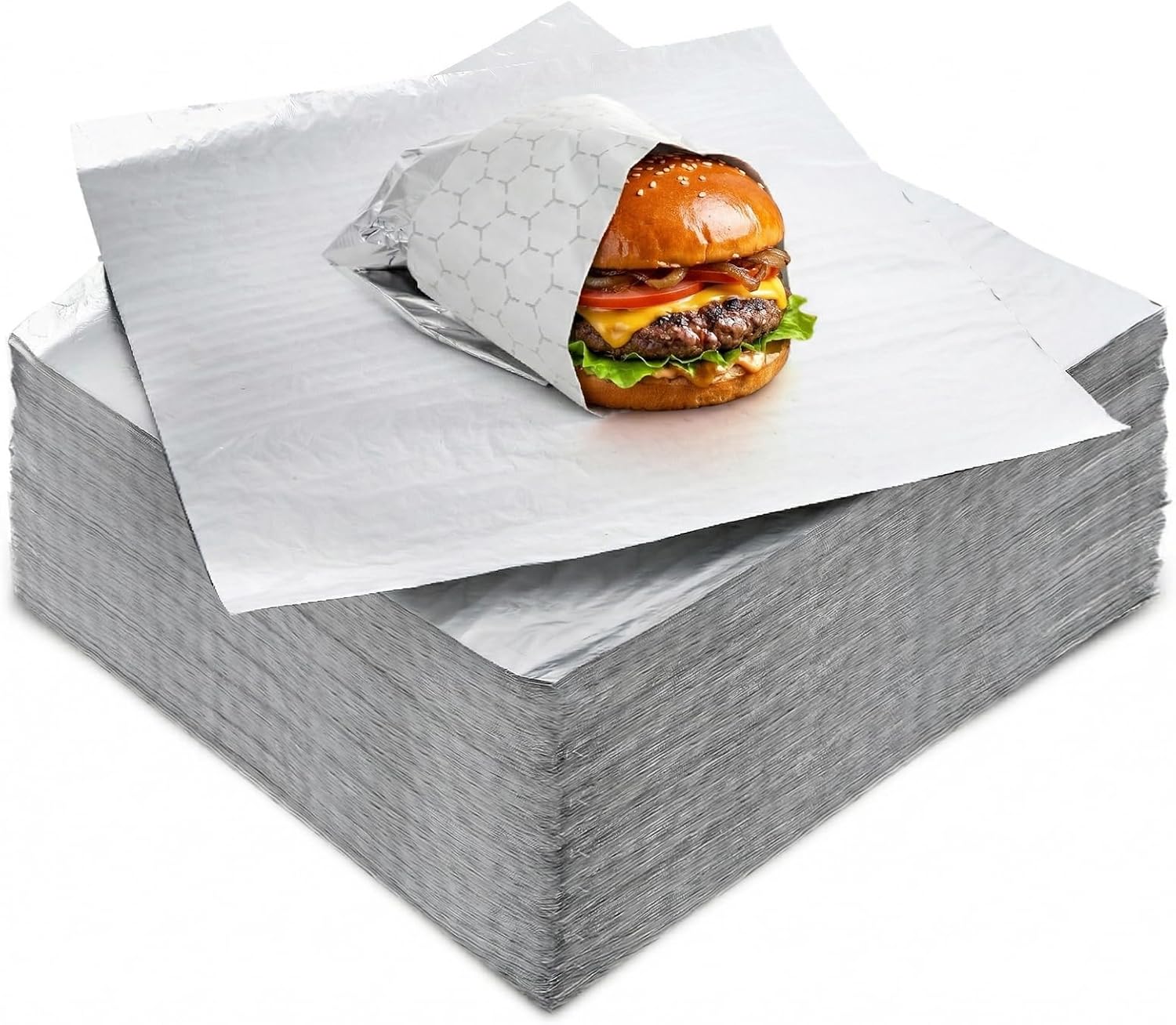 200 Pack Insulated Foil Sandwich Wrap Sheets, 12