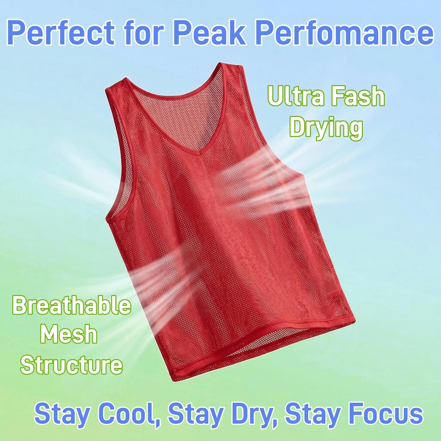 18 Pack Pinnies for Adults, Quick Dry Basketball Practice Jersey, Breathable Mesh Scrimmage Vest Youth Soccer Football Volleyball, 3 Colors - Image 5