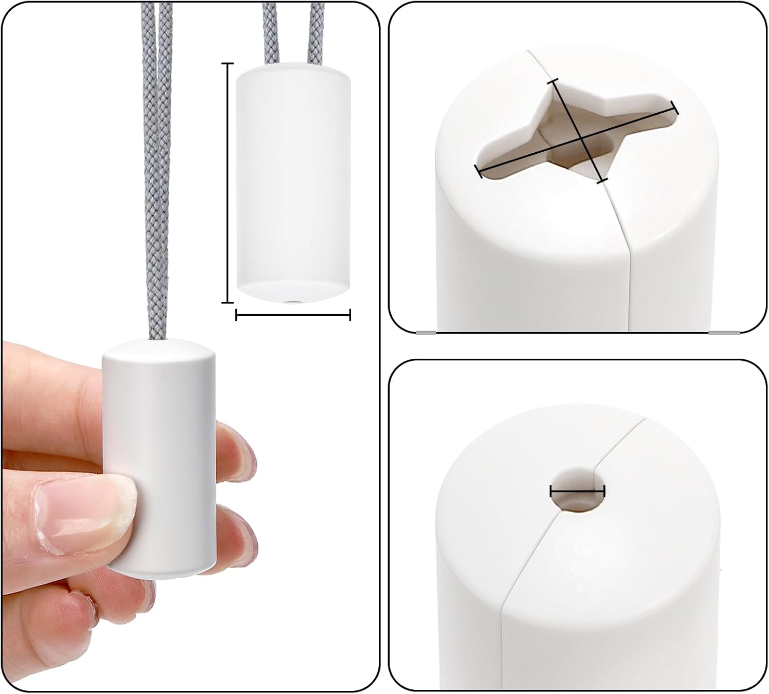 20 Packs Pull Cord Knobs for Window Blind, Safety Breakaway Condensers, White Cylinder Blind Tassels Pendant, Decorative Drops End Home Office Roman Shades Accessories - Image 2