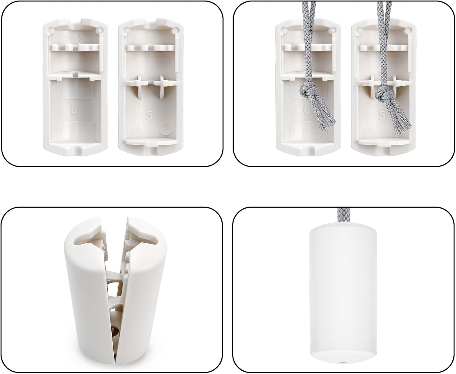 20 Packs Pull Cord Knobs for Window Blind, Safety Breakaway Condensers, White Cylinder Blind Tassels Pendant, Decorative Drops End Home Office Roman Shades Accessories - Image 3