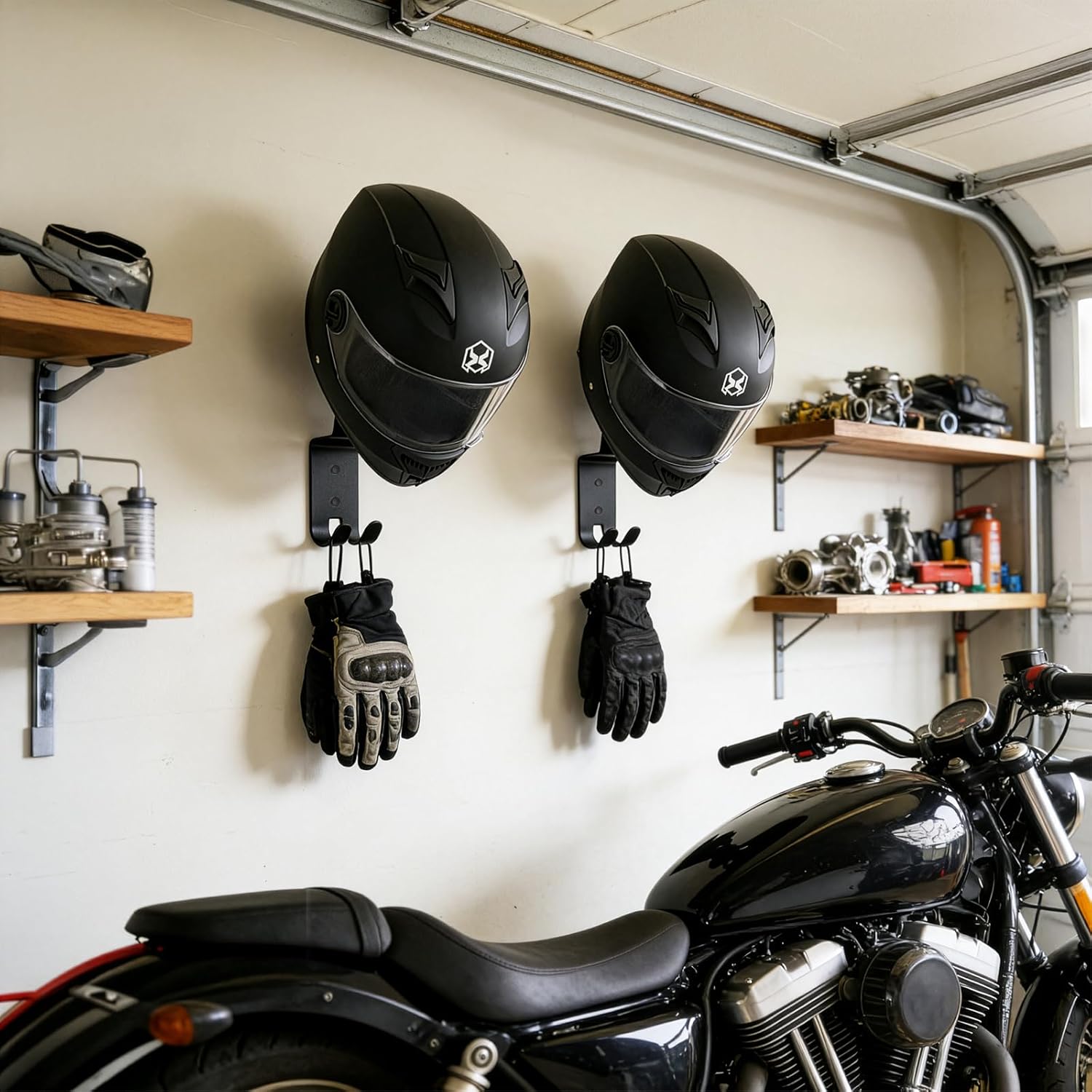 4 Pack Motorcycle Helmet Wall Mount, Helmets Holder with Double Key Hook, Hanger Gear Rack for Bike Baseball Tactical Football Skiing Accessories - Image 6