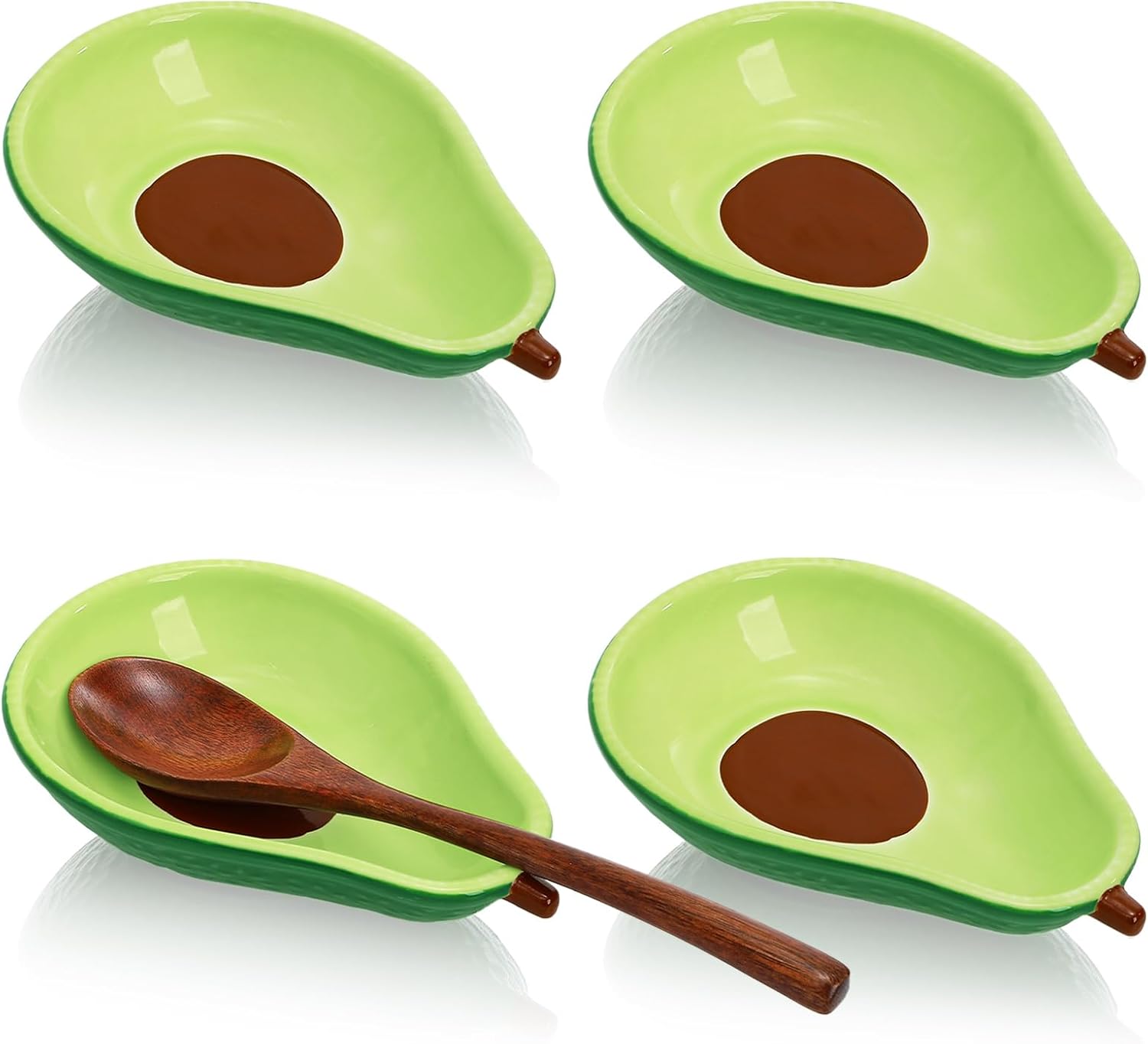 4 Pack Avocado Spoon Rest for Stove Top, 6.5 Inch Cute Ceramic Holder, Heat-Resistant Kitchen Counter Ladle Spoonrest, Large Cooking Utensil Dish Spatula, Tongs, Housewarming Gifts - Image 5