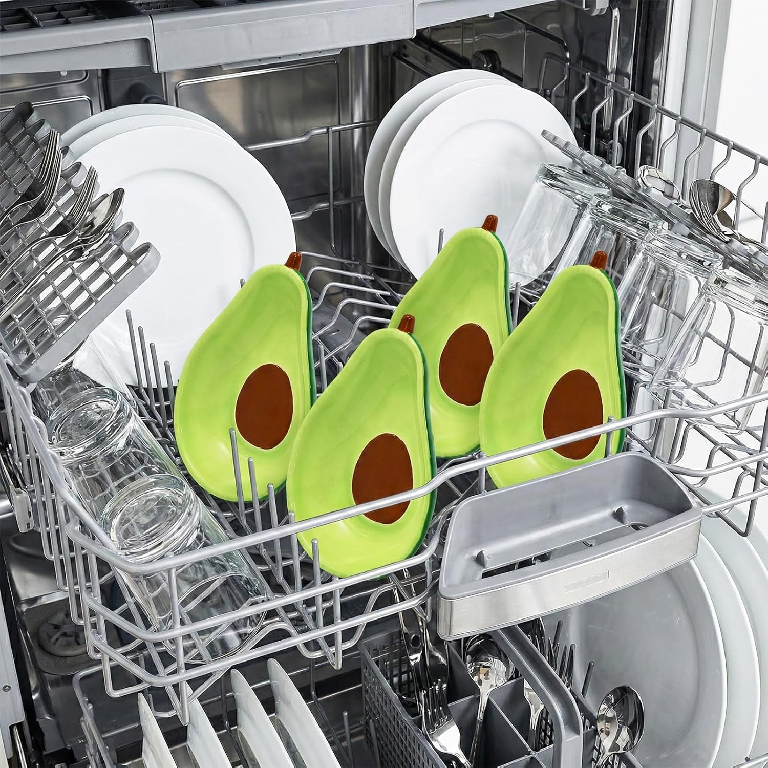 4 Pack Avocado Spoon Rest for Stove Top, 6.5 Inch Cute Ceramic Holder, Heat-Resistant Kitchen Counter Ladle Spoonrest, Large Cooking Utensil Dish Spatula, Tongs, Housewarming Gifts - Image 8