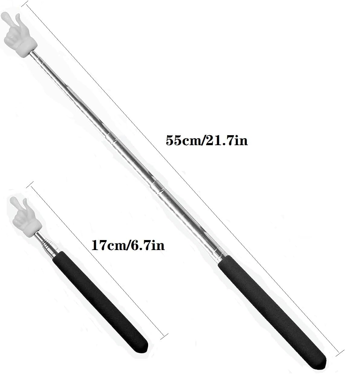Teacher Pointer Sticks Finger,Pointer for Classroom,Telescoping Hand Pointer, Retractable Classroom Fingers Elementary School Kindergarten Teacher,Classroom Supplies (1 PCS, Black) Black 1 PCS - Image 3
