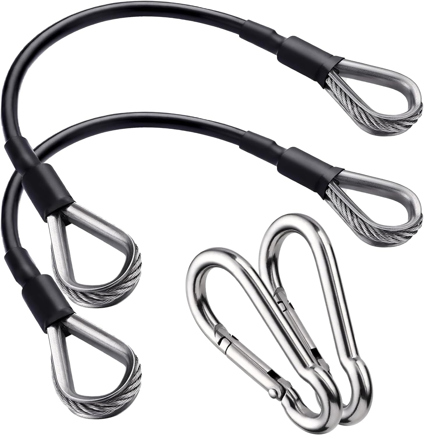 2PCS Gym Cable Extension,Replacement Machine Accessories,Cable Pulley Attachments for -Thick 5mm(0.2inch) Heavy Duty Steel Wire Rope Home Cable, Leg Extensions  10 inch (2PCS) - Image 1