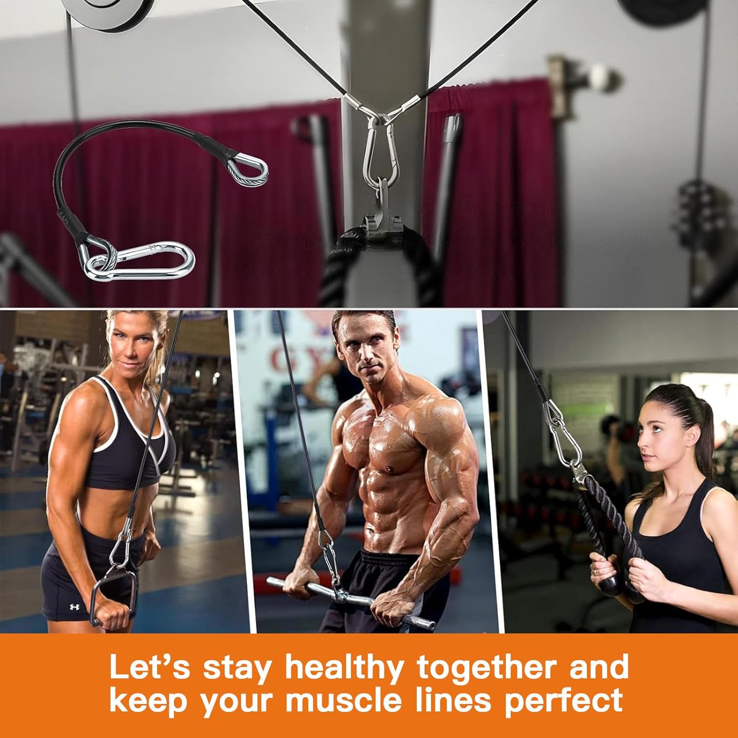 2PCS Gym Cable Extension,Replacement Machine Accessories,Cable Pulley Attachments for -Thick 5mm(0.2inch) Heavy Duty Steel Wire Rope Home Cable, Leg Extensions  10 inch (2PCS) - Image 6
