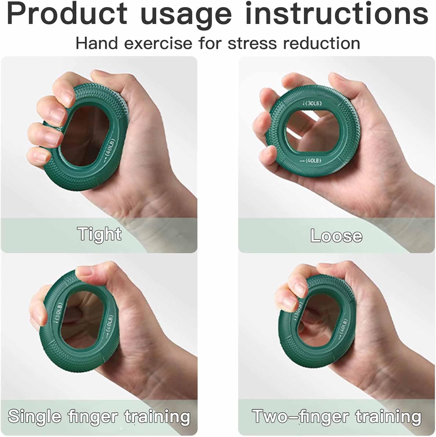 Grip Strength Trainer (30-80lbs) - 6 Resistance Levels, 3PCS Silicone Hand Strengthener Rings for Rock Climbing, Athletes, Finger Workout & Stress Relief Double Force Design 3 colors - Image 5