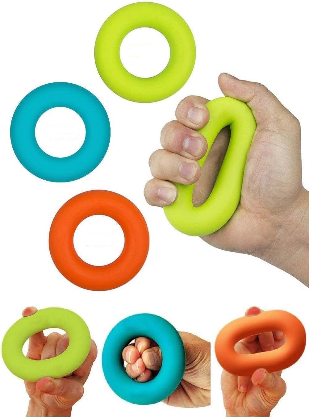 Grip Strength Trainer,Hand Strengthener,Forearm Workout - Trainer Silicone Rings for Rock Climbing, Athletes & Stress Relief Rehabilitation, 3 Resistance Levels(3 PCS) - Image 1