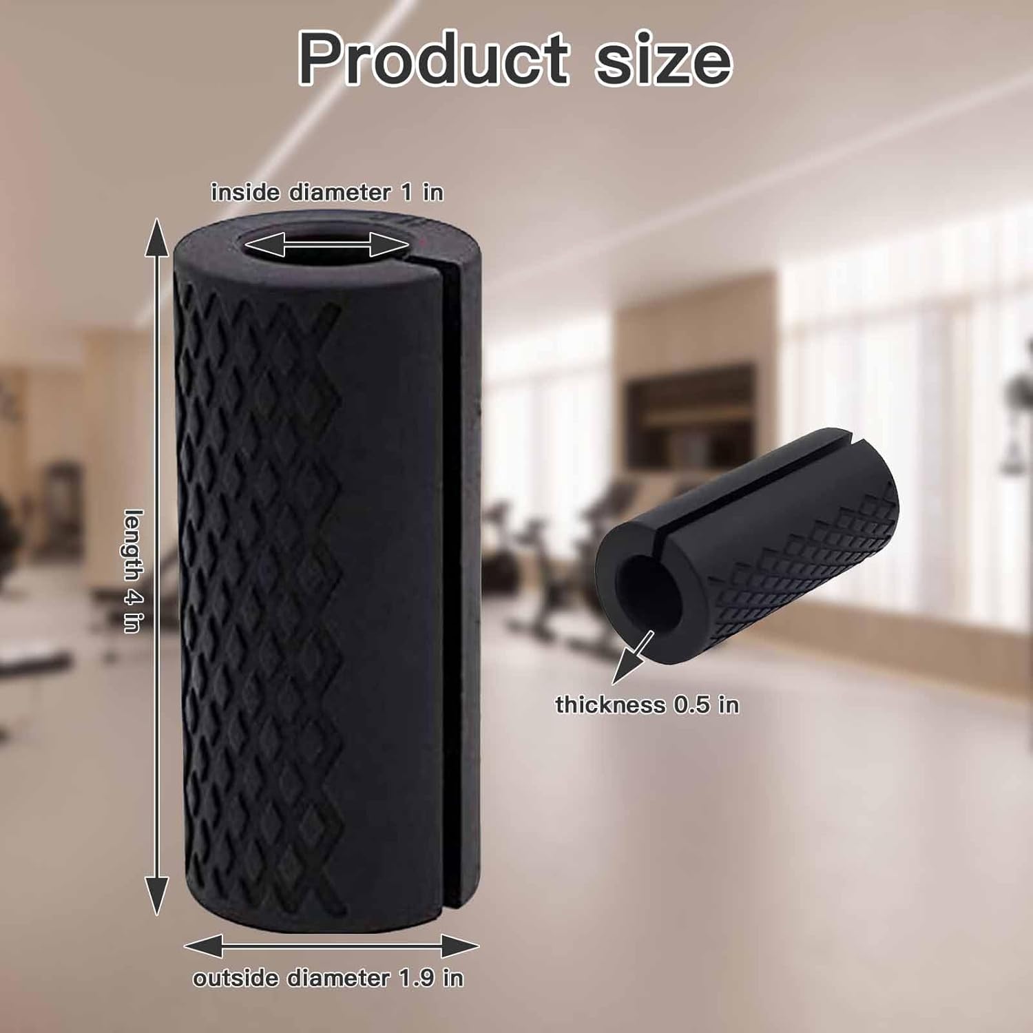Thick Dumbbell & Barbell Grips for Weightlifting - High-Density Silicone Rubber, Non-Slip Gym Muscle Growth, Hand Stress Relief, Arm Blaster Adapter (1 Pair) Black - Image 2