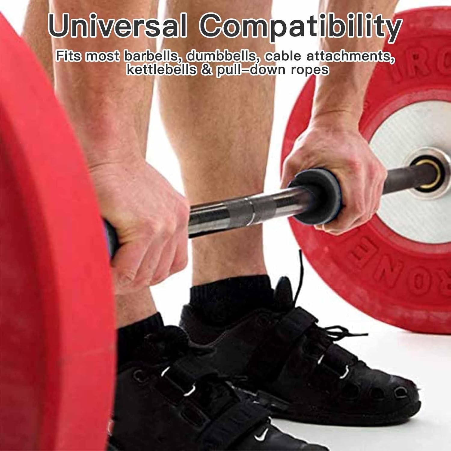 Thick Dumbbell & Barbell Grips for Weightlifting - High-Density Silicone Rubber, Non-Slip Gym Muscle Growth, Hand Stress Relief, Arm Blaster Adapter (1 Pair) Black - Image 7