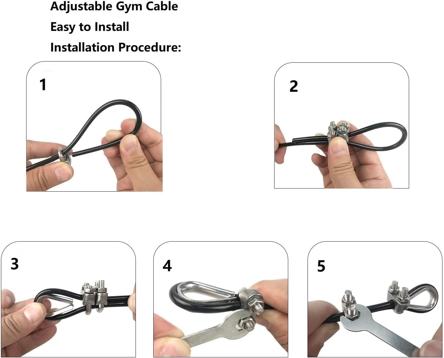 Adjustable Fitness Pulley Cable,Replacement Cable Machine Accessories,Cable Attachments for Gym -Thick 5mm(0.2inch) Heavy Duty Steel Wire Rope Home  138