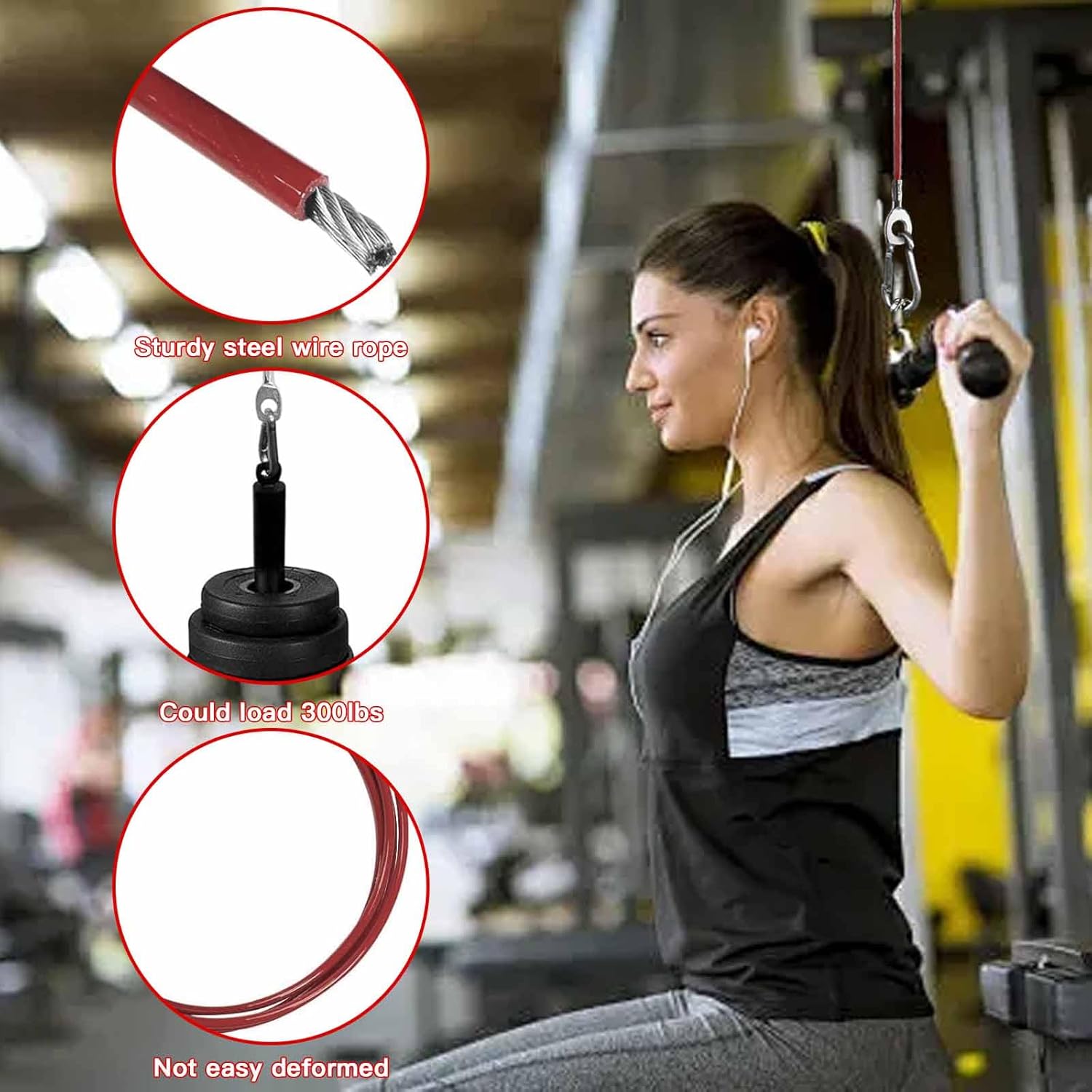 Replacement Cables for Home Gym, Fitness Pulley Cable, Weight Machine Cable -Thick 5mm(0.2inch) Heavy Duty Steel Wire Rope Gym  138'' - Image 3